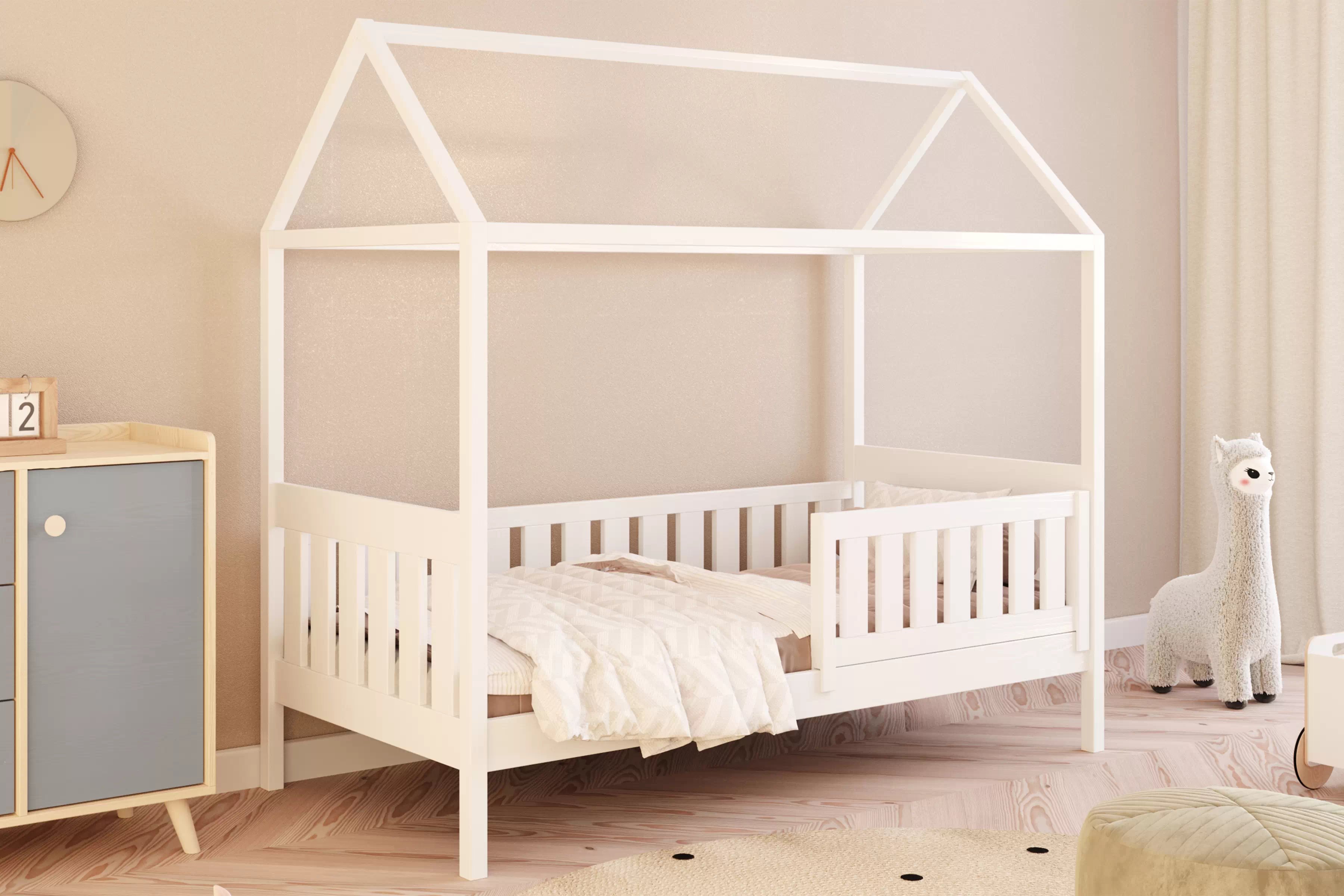 Dětská postel domeček Nemos 70x140 cm - bílá Postel domeček Nemos 70x140 přízemní - bílá