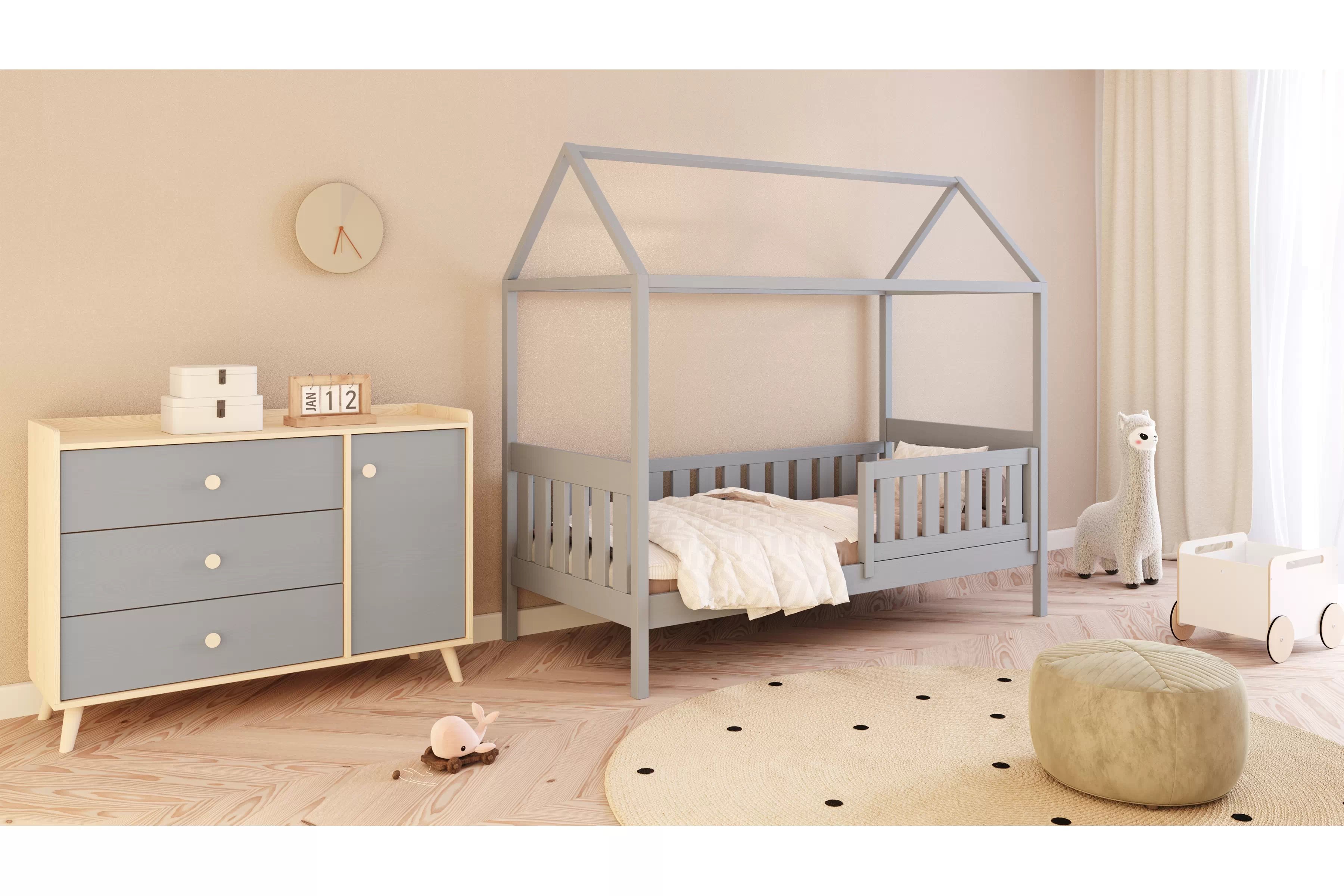 Domčeková posteľ Nemos - 70x140 cm - šedá Posteľ domek Nemos 70x140 prízemná - šedý