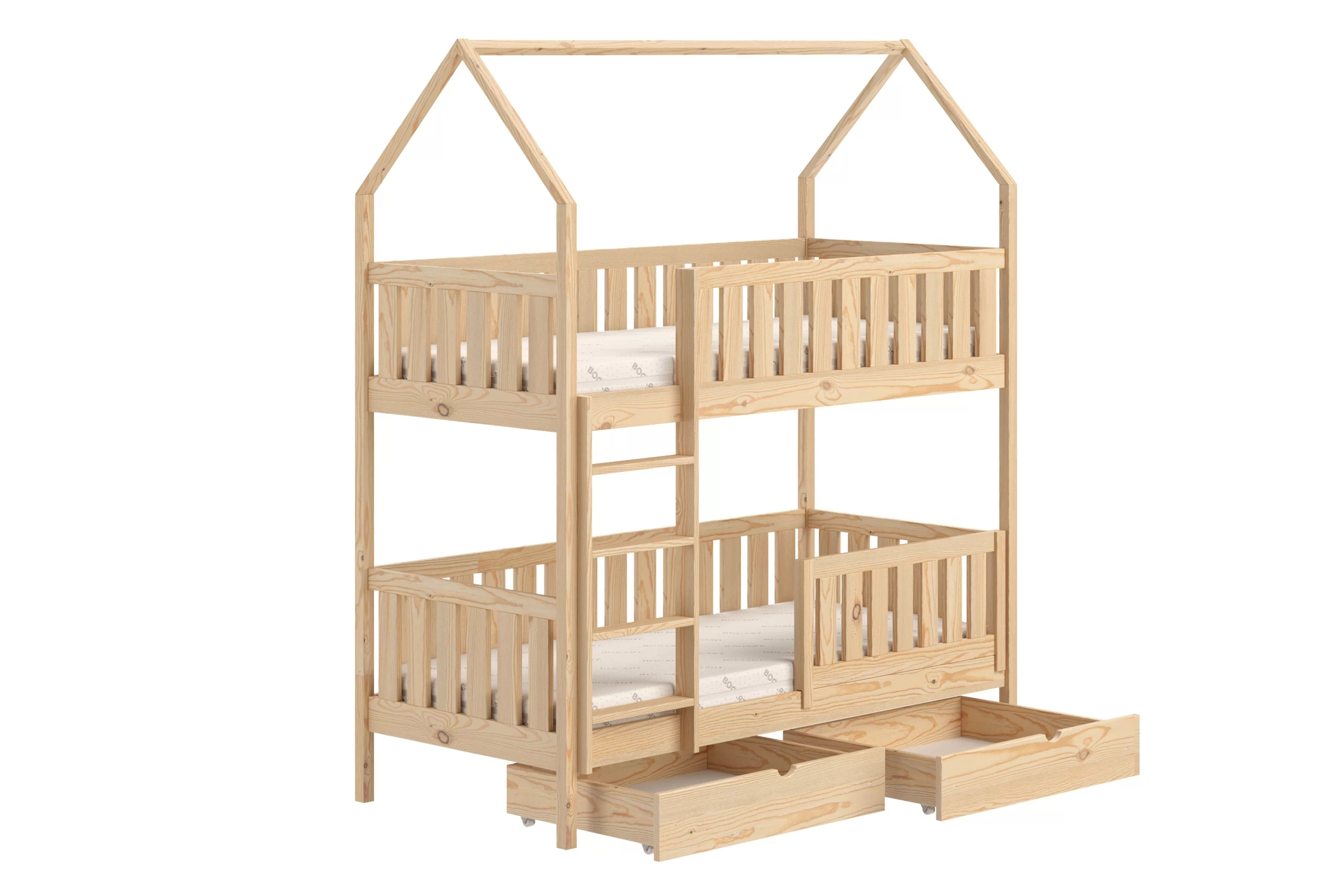 Domčeková posteľ poschodová Nemos - borovica, 70x140 Posteľ domek Nemos 70x140 poschodová - Borovica