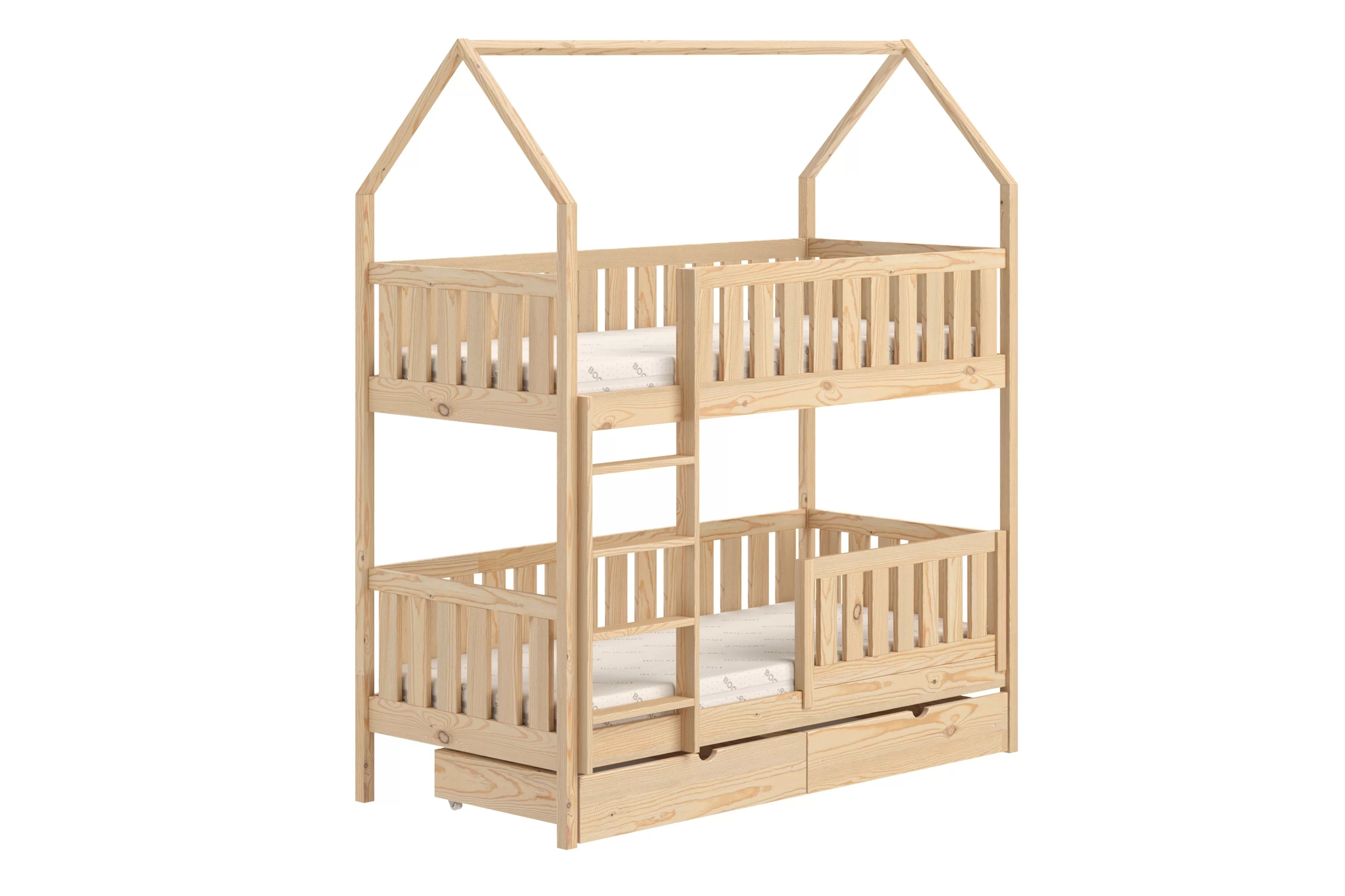 Domčeková posteľ poschodová Nemos - borovica, 70x140 Posteľ domek Nemos 70x140 poschodová - Borovica