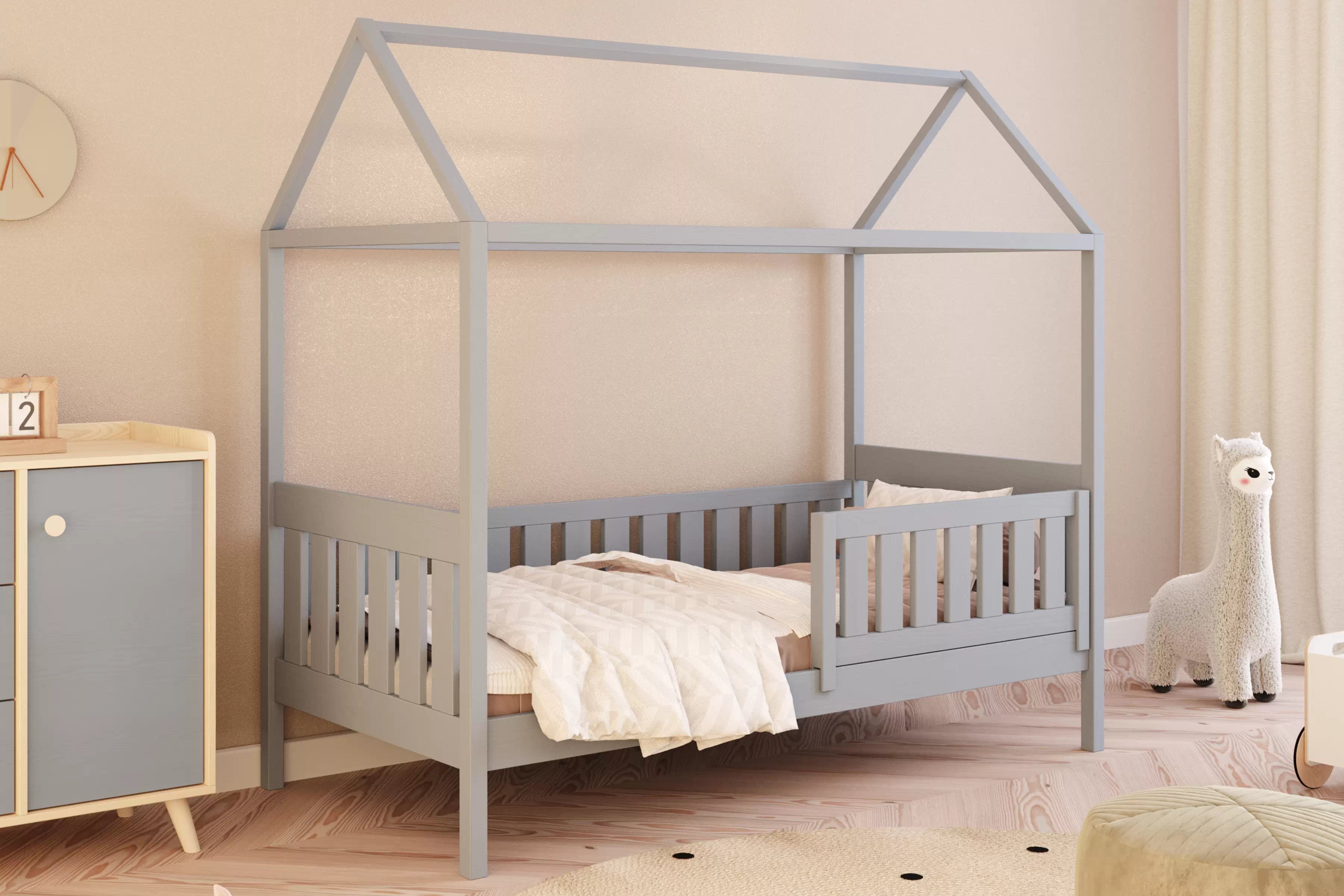 Přízemní postel domeček Nemos 80x160 cm - šedá Postel domeček Nemos 80x160 přízemní - šedá