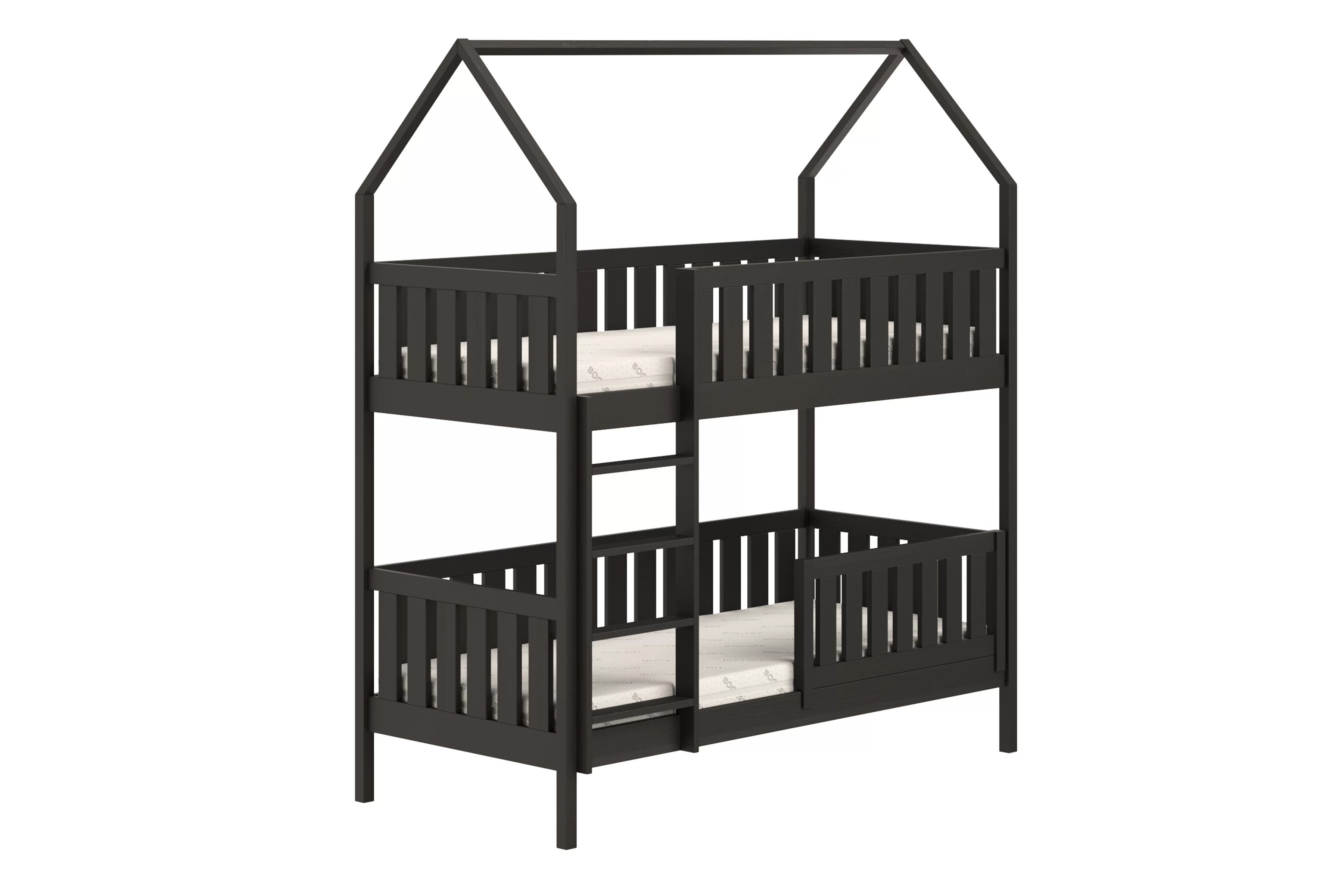 Patrová postel domeček Nemos 80x160 cm - černá Postel domeček Nemos 80x160 patrová  - černá