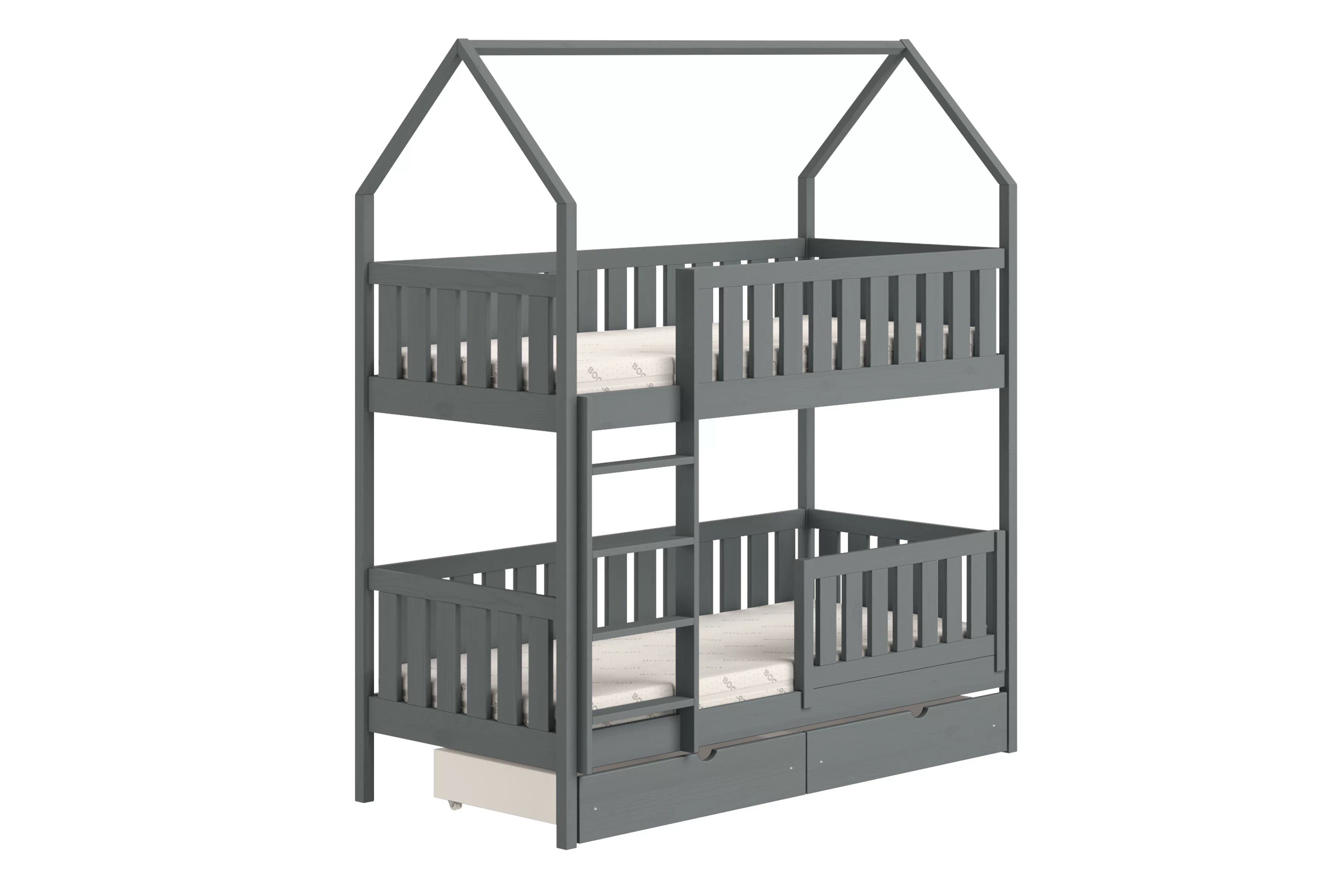 Patrová postel domeček Nemos 80x160 cm - grafitová Postel domeček Nemos 80x160 patrová  - grafit
