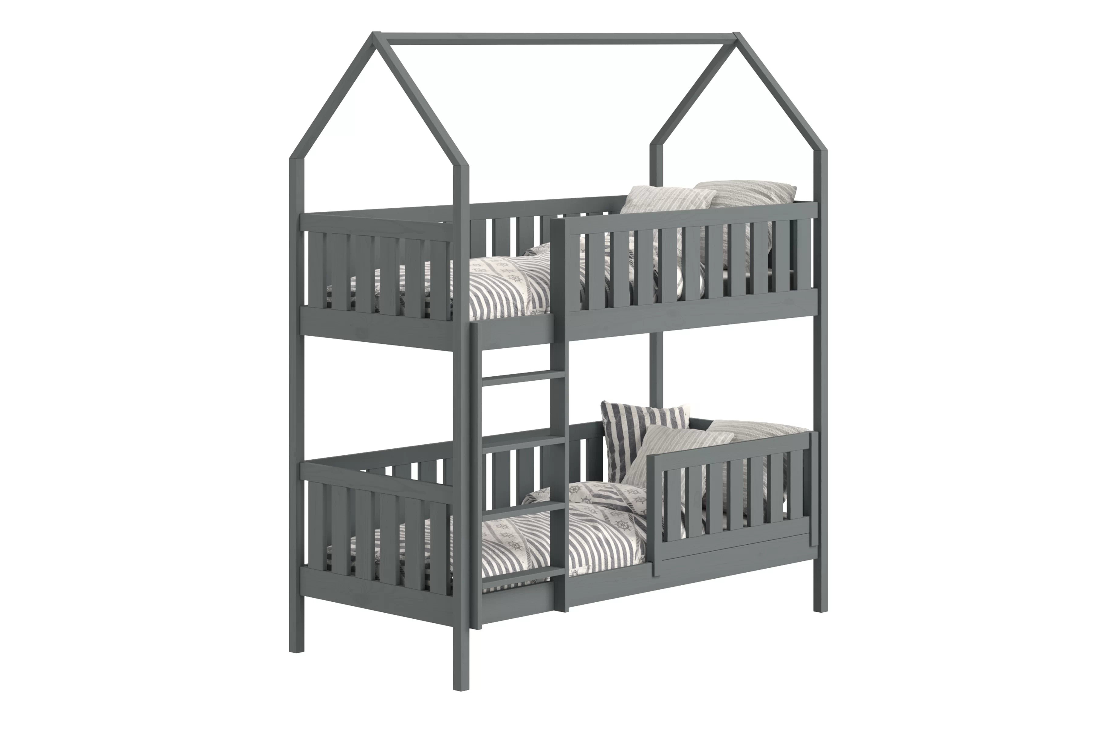 Patrová postel domeček Nemos 80x160 cm - grafitová Postel domeček Nemos 80x160 patrová  - grafit