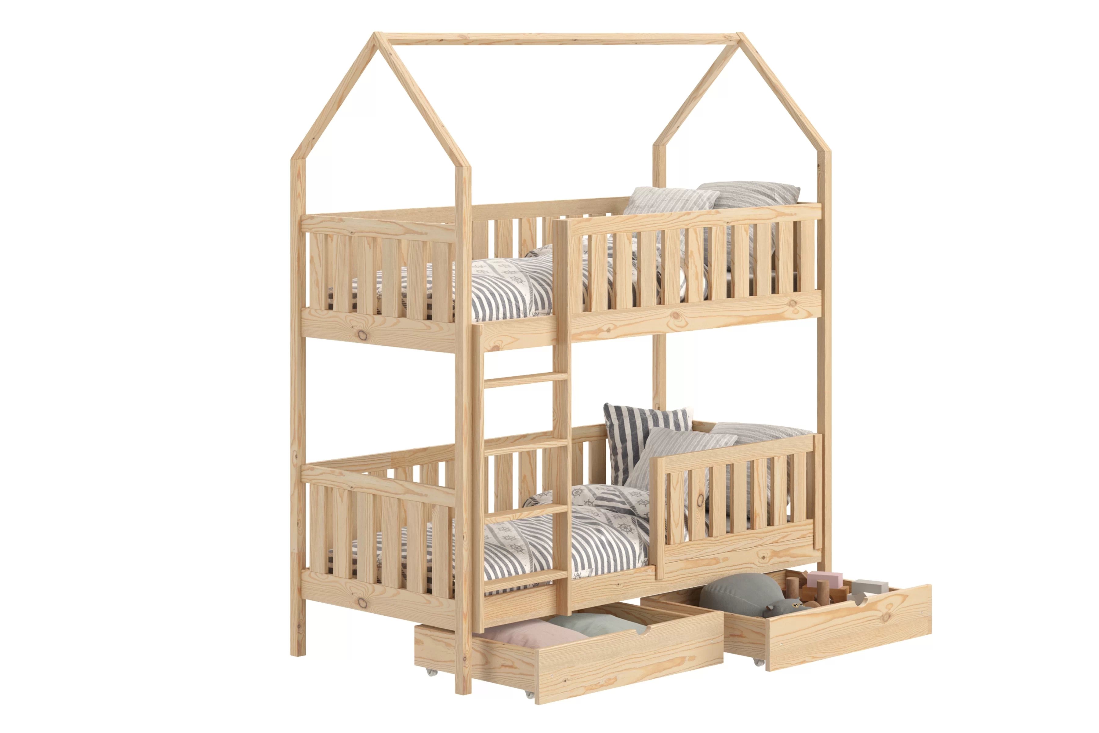 Poschodová domčeková posteľ Nemos - 80x180 cm - borovica Posteľ domek Nemos 80x180 poschodová - Borovica