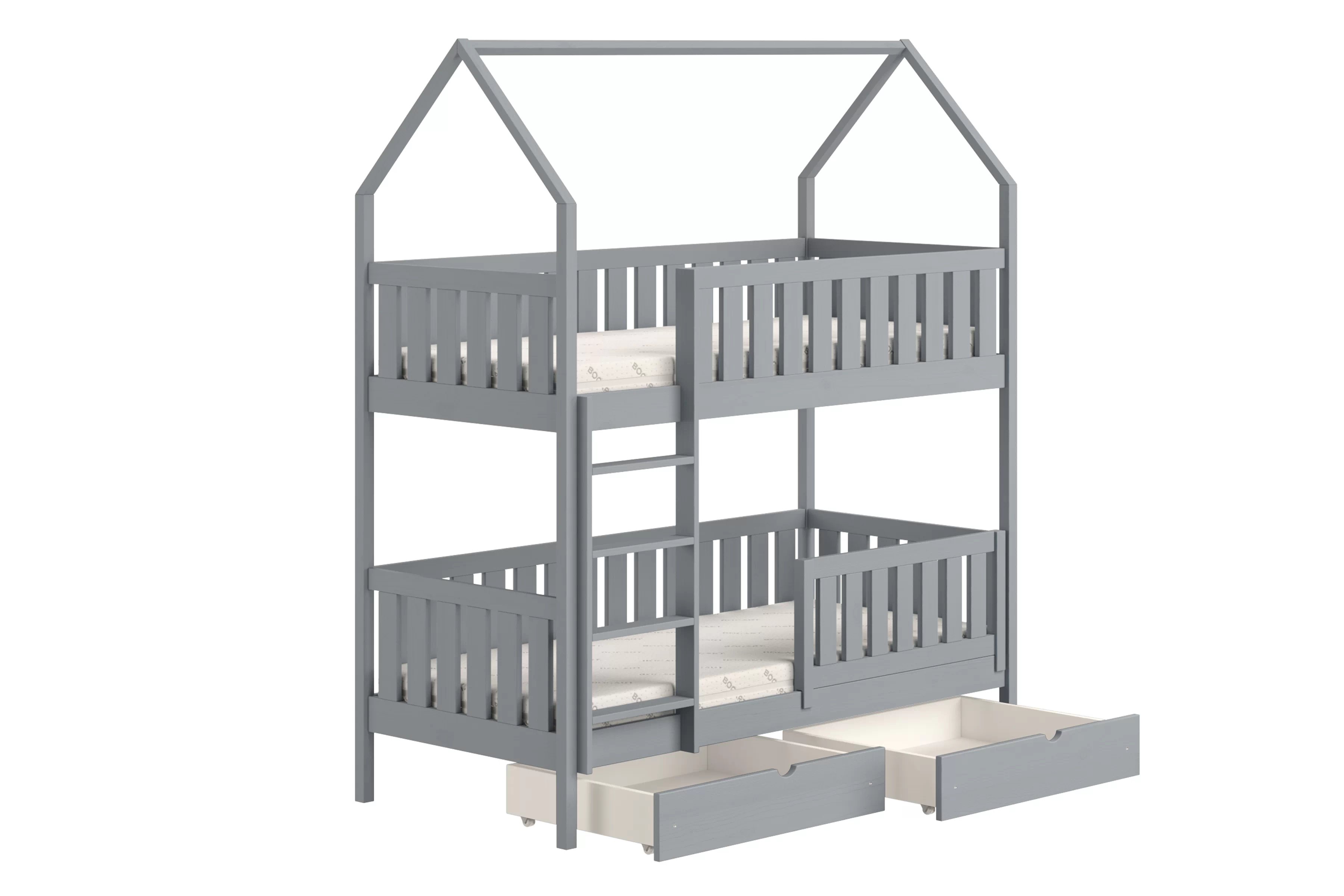 Poschodová domčeková posteľ Nemos - 80x180 cm - šedá Posteľ domek Nemos 80x180 poschodová - šedý
