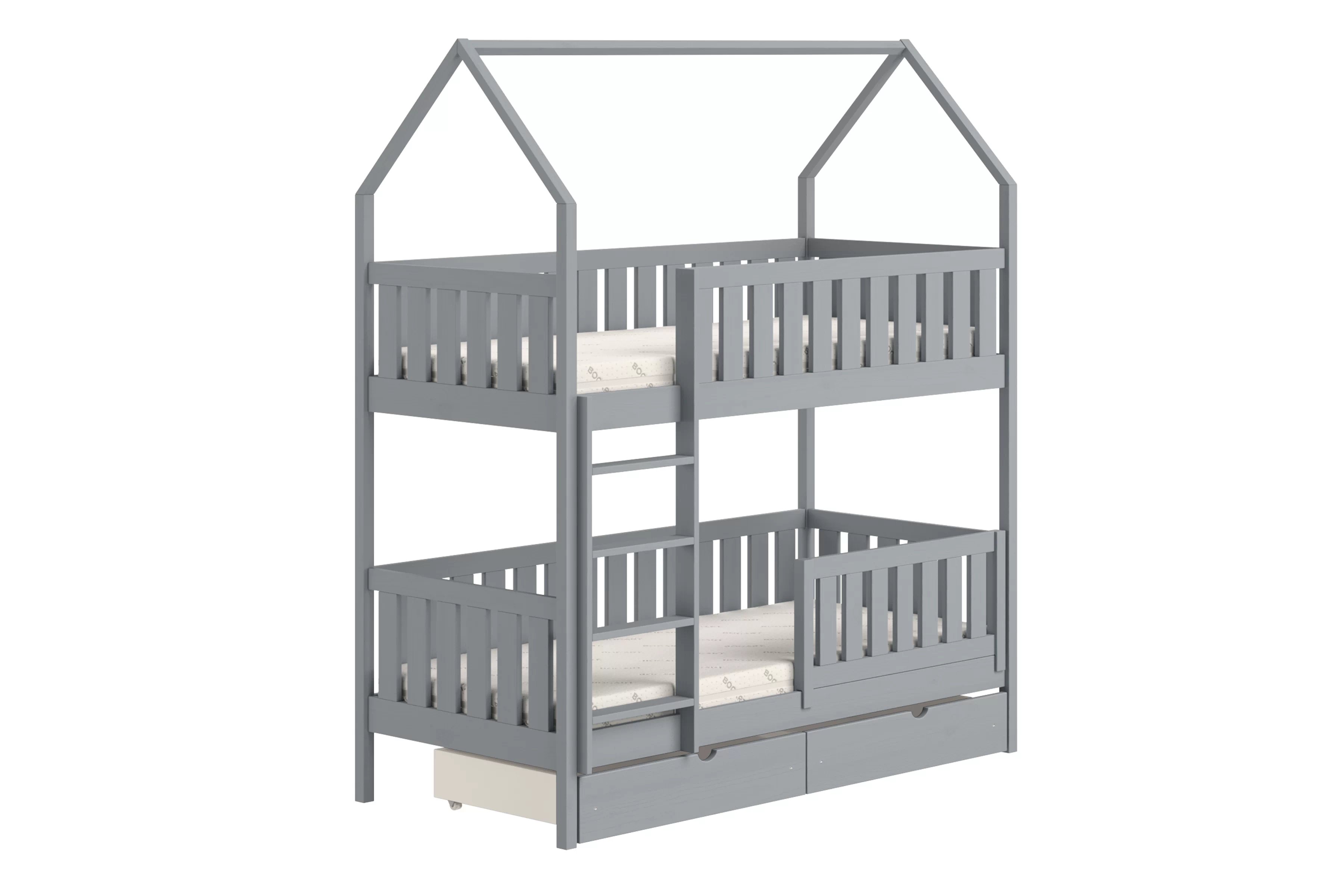Poschodová domčeková posteľ Nemos - 80x180 cm - šedá Posteľ domek Nemos 80x180 poschodová - šedý