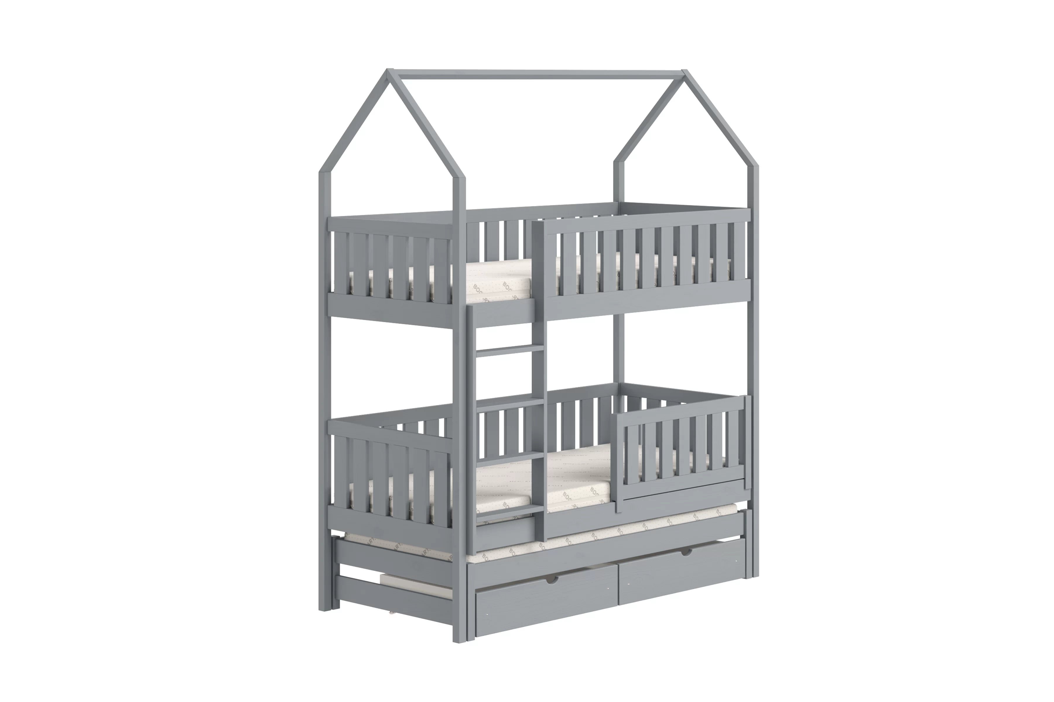 Patrová výsuvná postel domeček Nemos 80x180 cm - šedá Postel domeček Nemos 80x180 patrová  výsuvná - šedá