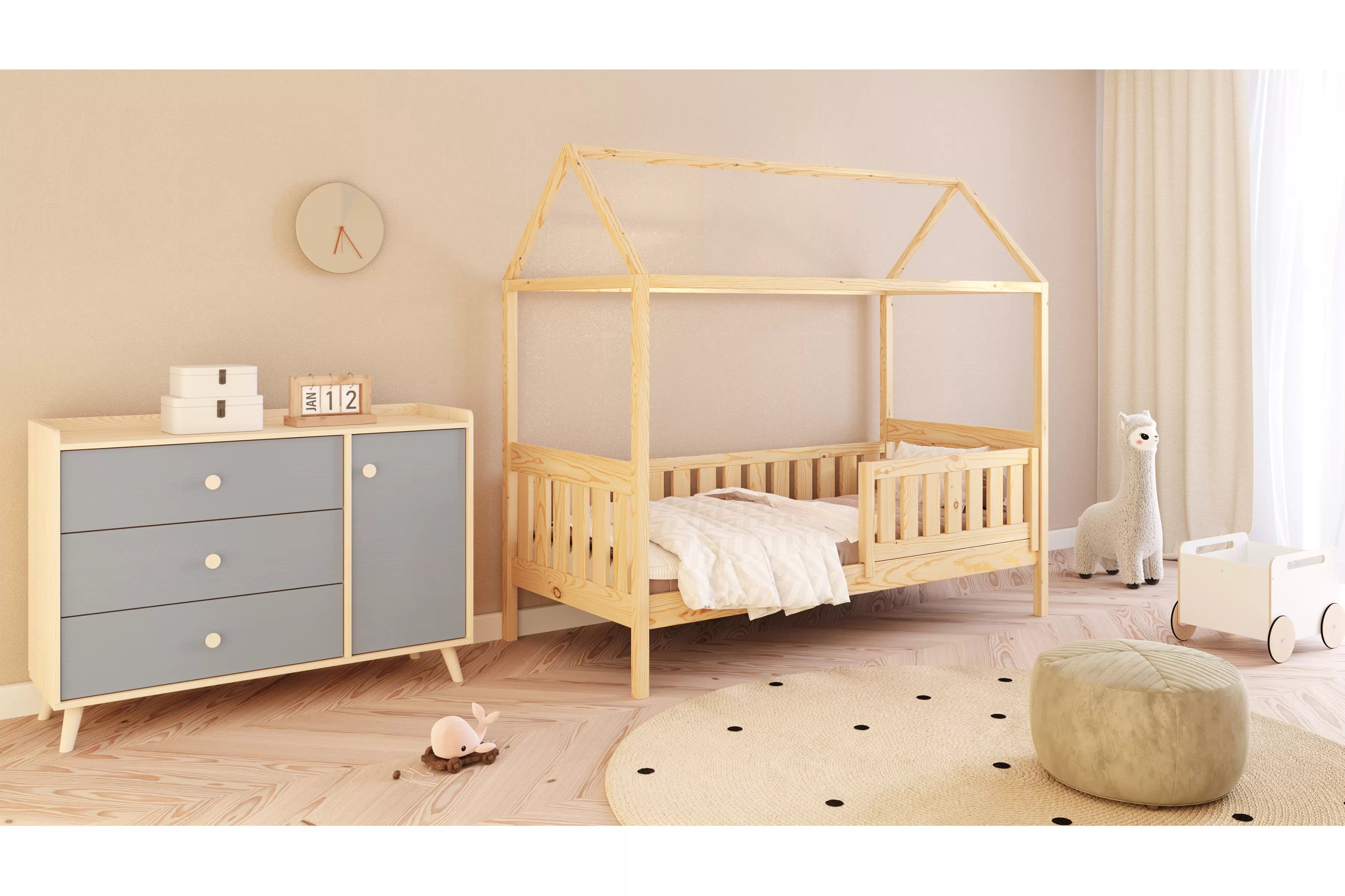 Přízemní postel domeček Nemos 80x190 cm - borovice Postel domeček Nemos 80x190 přízemní - borovice