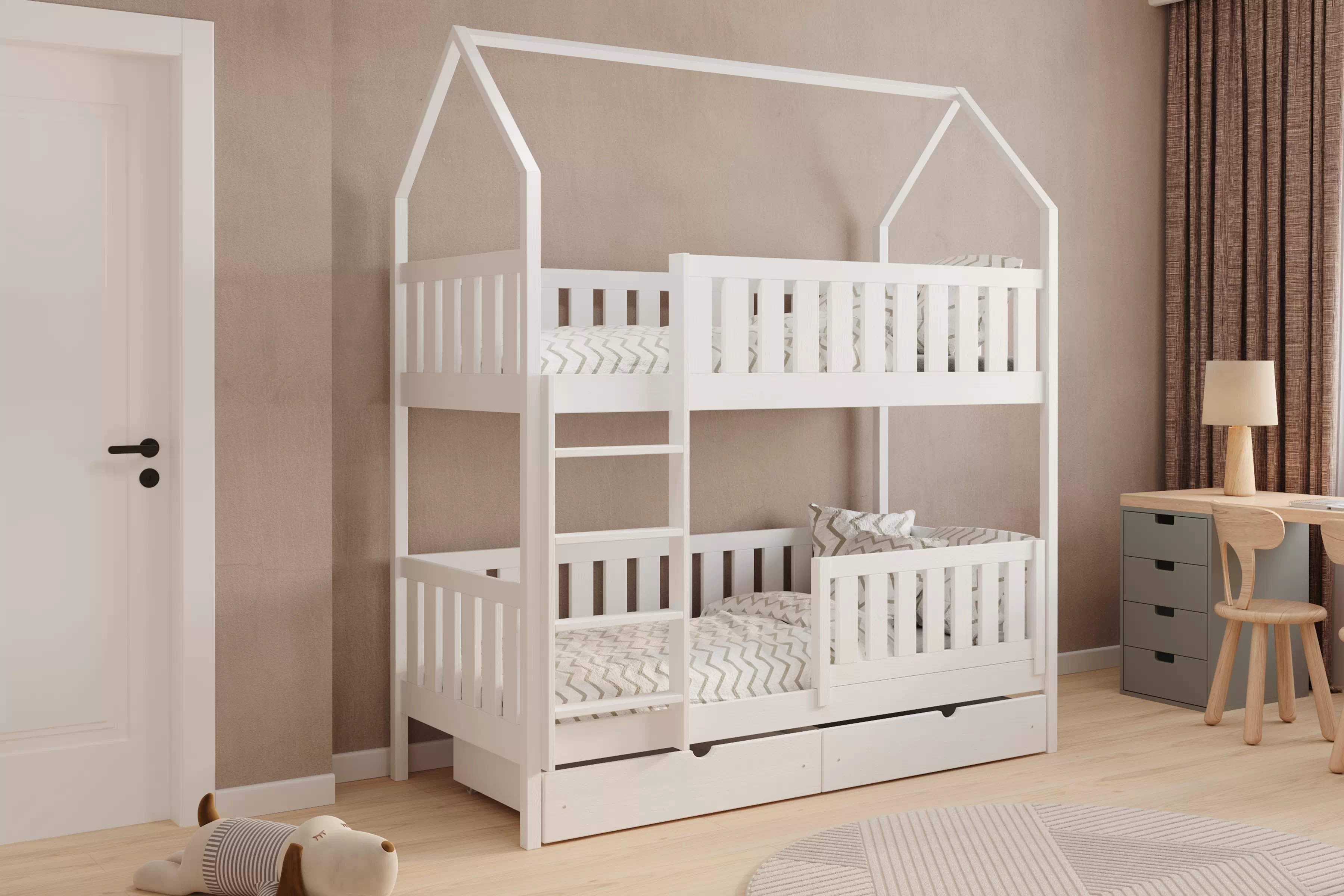 Patrová postel domeček Nemos 80x200 cm - bílá Postel domeček Nemos 80x200 patrová  - bílá