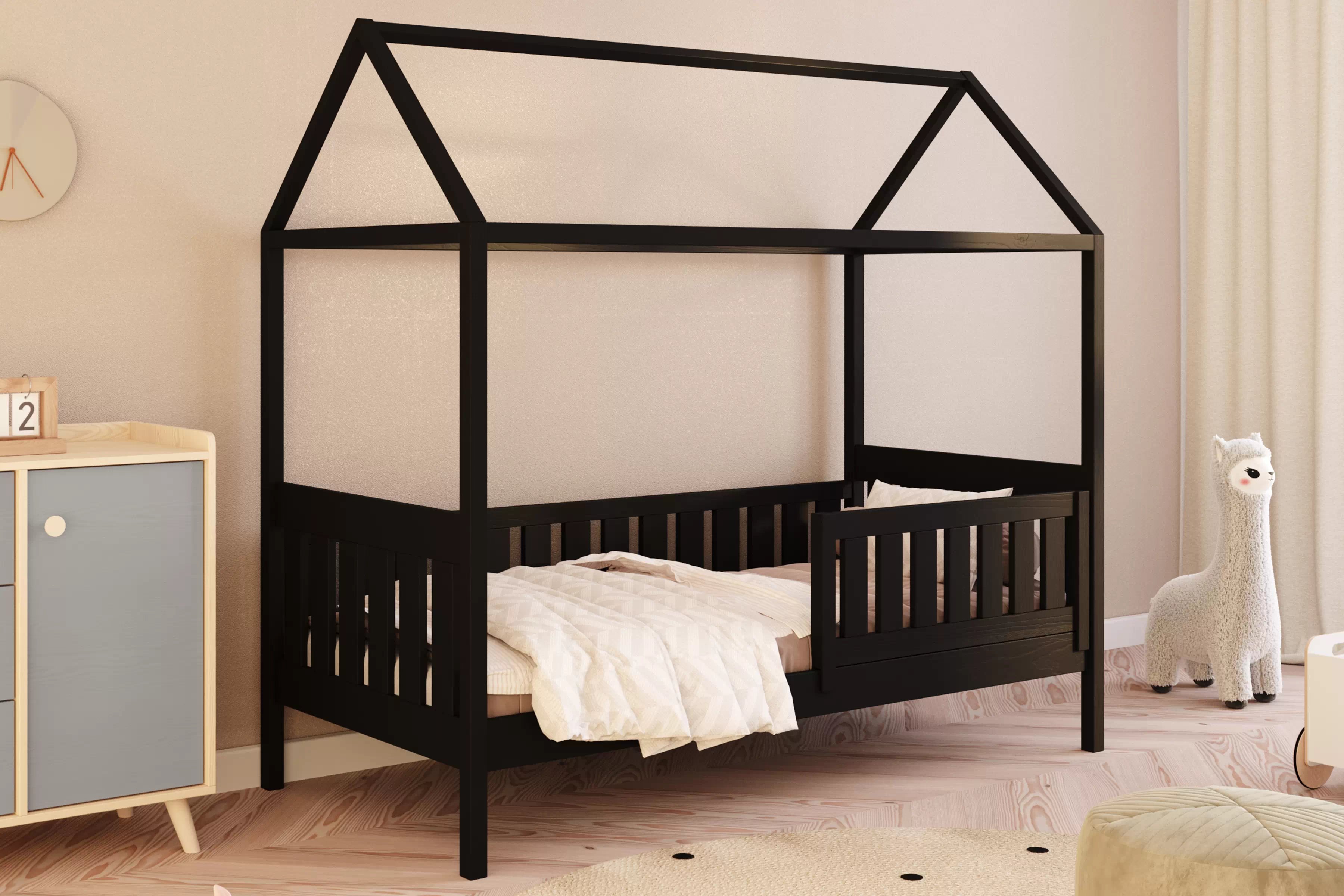 Domčeková posteľ Nemos - 90x180 cm - čierna Posteľ domek Nemos 90x180 prízemná - Čierny
