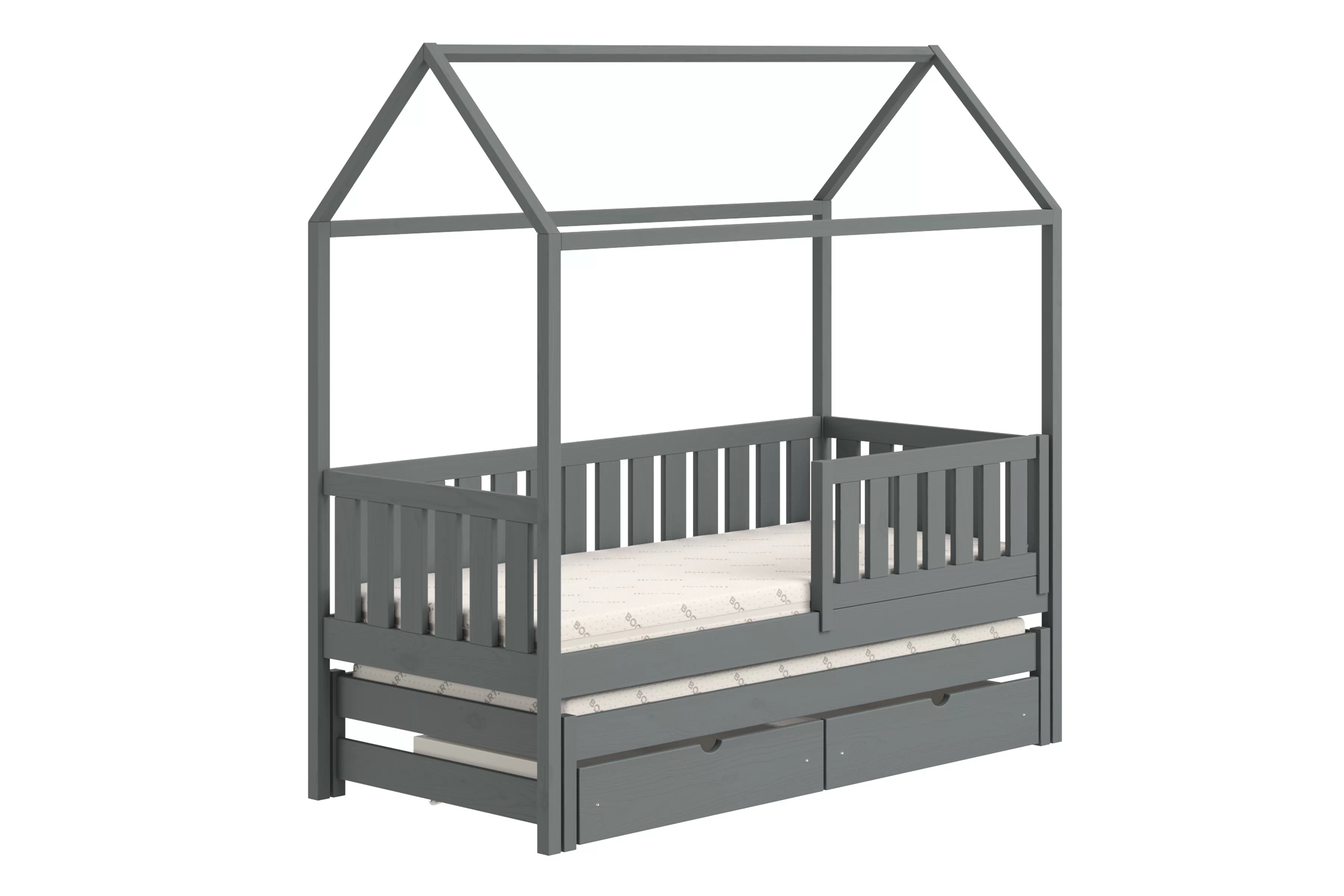 Přízemní výsuvná postel domeček Nemos 90x180 cm - grafitová Postel domeček Nemos 90x180 přízemní výsuvná - grafit