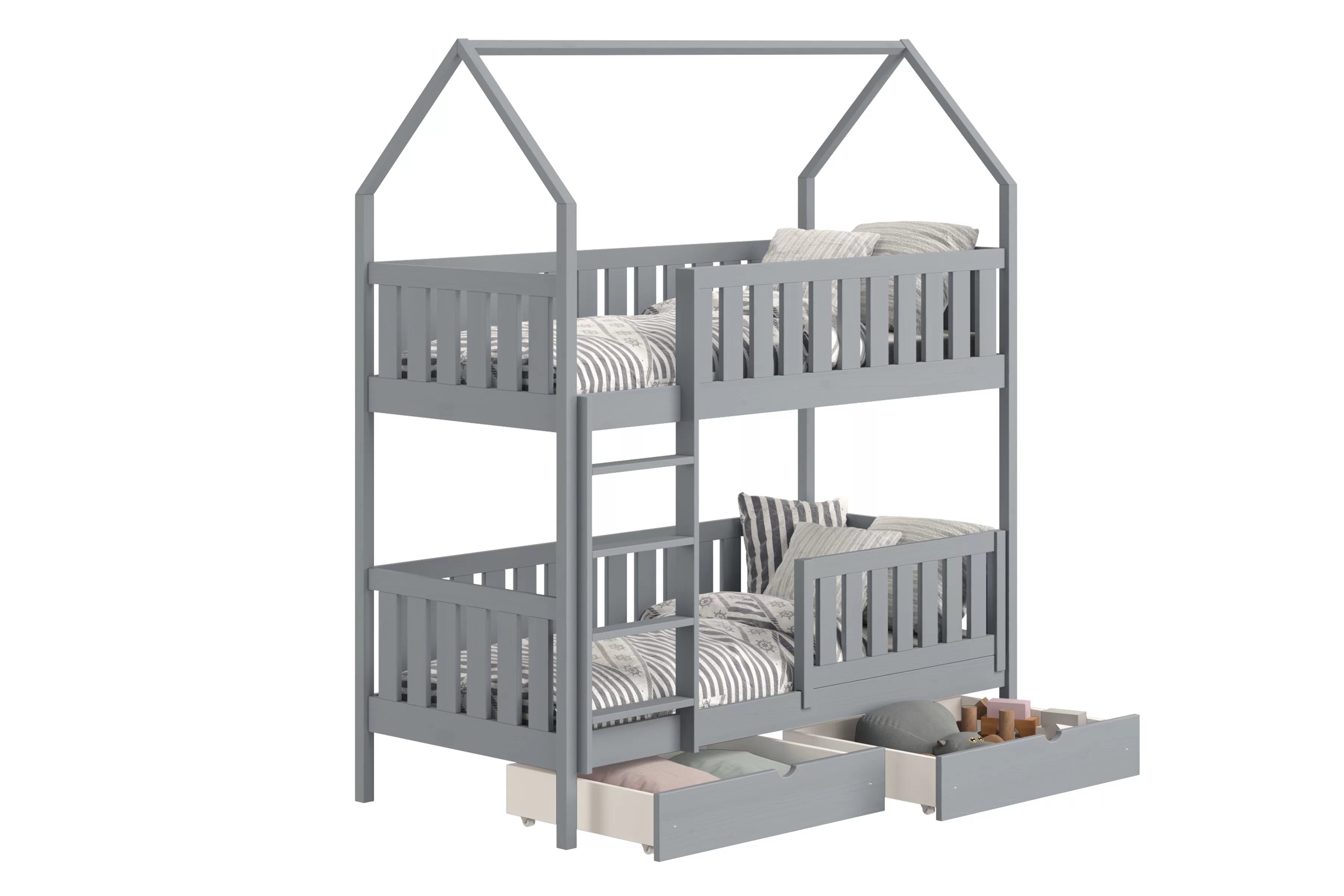 Poschodová domčeková posteľ Nemos - 90x180 cm - šedá Posteľ domek Nemos 90x180 poschodová - šedý