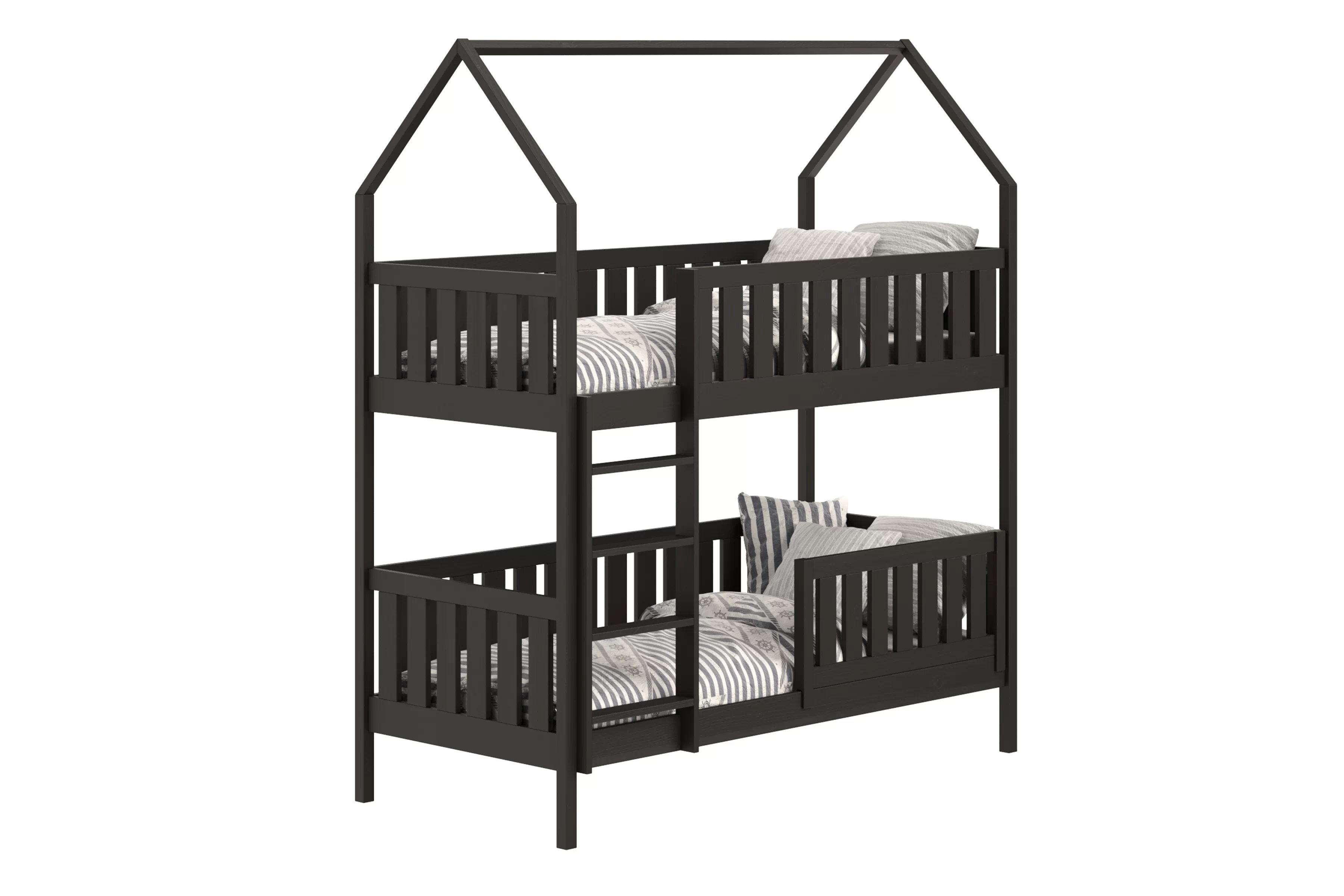 Poschodová domčeková posteľ Nemos - 90x190 cm - čierna Posteľ domek Nemos 90x190 poschodová - Čierny