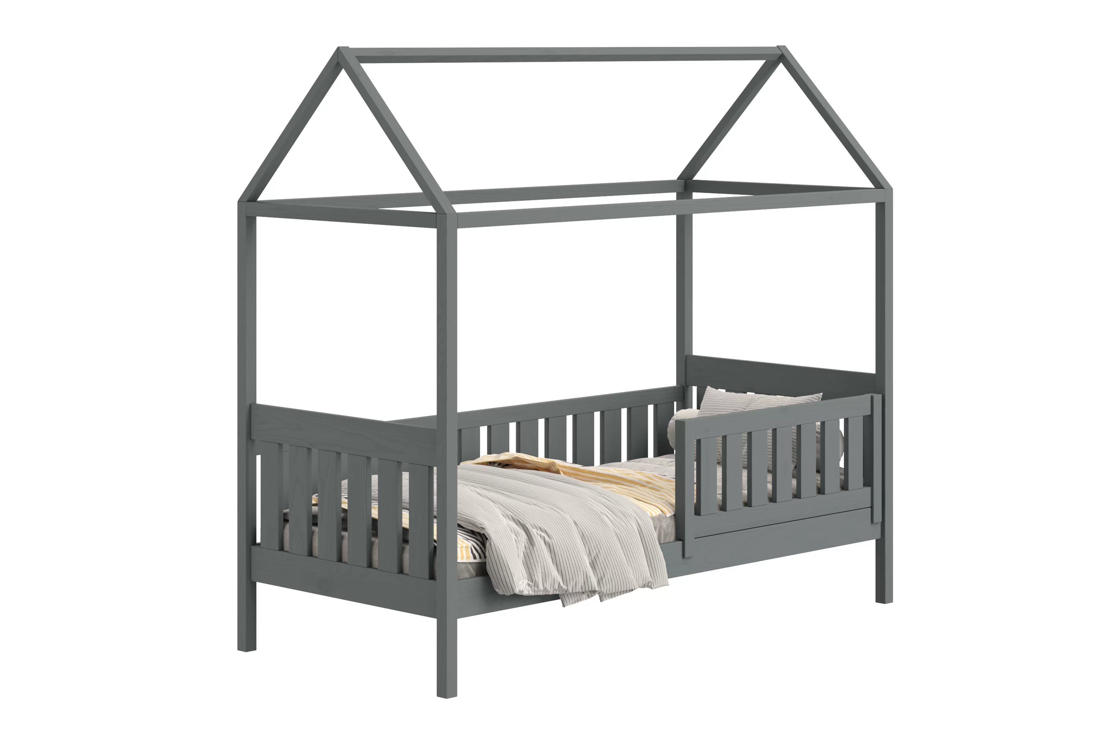 Domčeková posteľ Nemos - 90x200 cm - grafitová Posteľ domek Nemos 90x200 prízemná - grafit