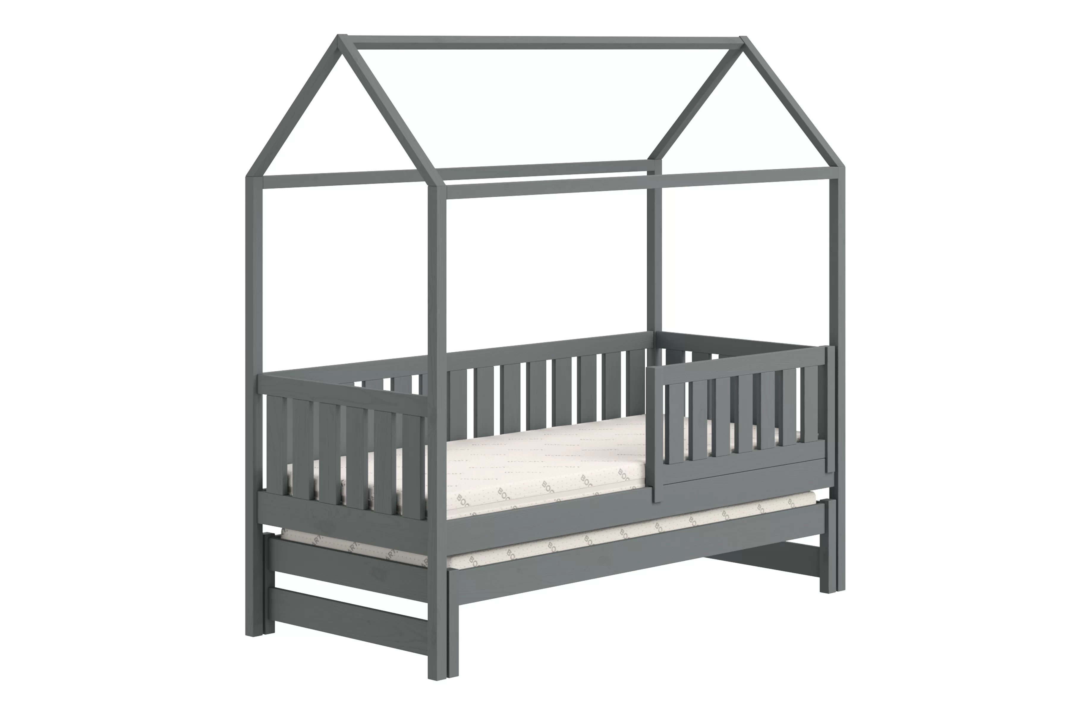 Přízemní výsuvná postel domeček Nemos 90x200 cm - grafitová Postel domeček Nemos 90x200 přízemní výsuvná - grafit