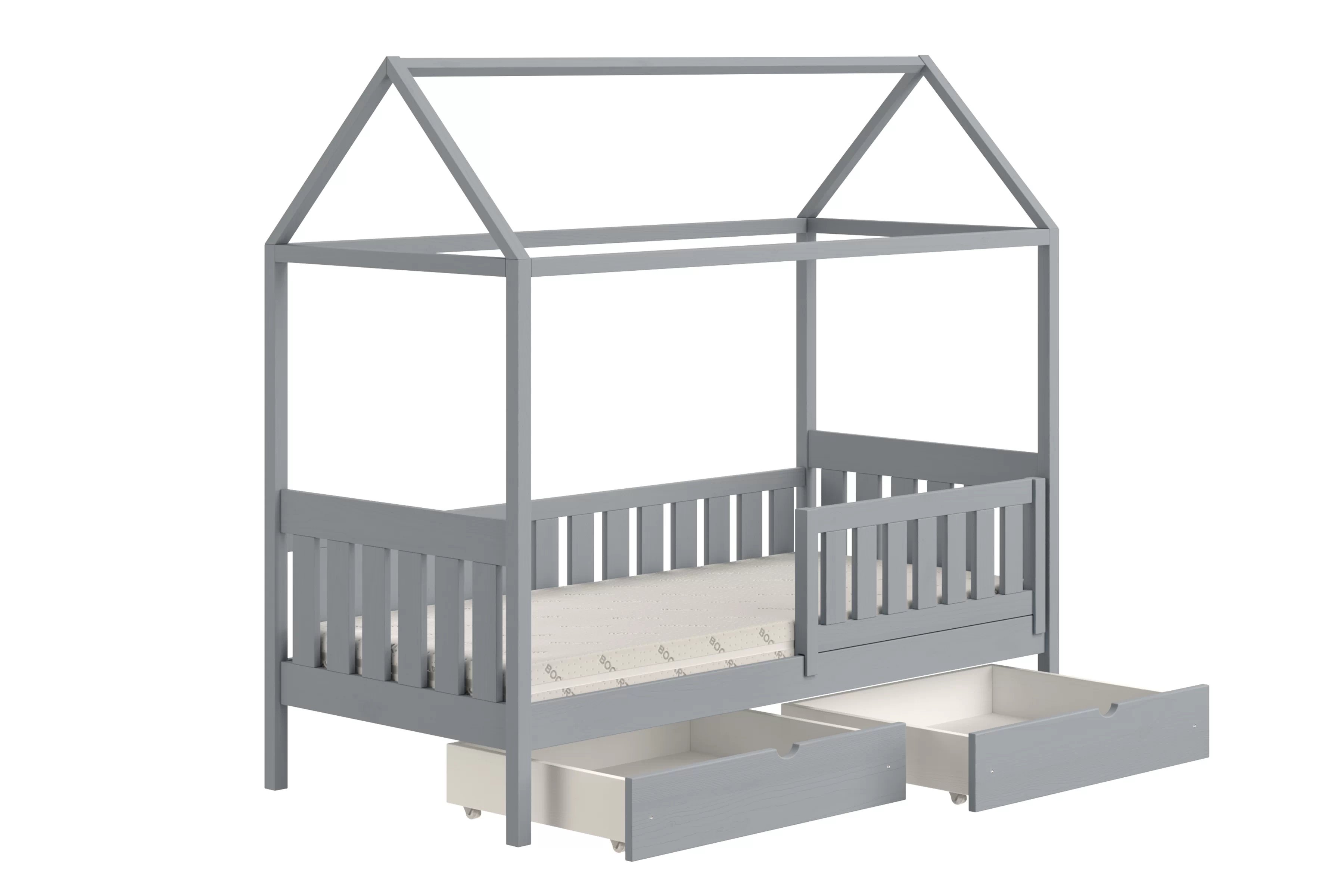 Dětská postel domeček Nemos II 80x160 cm se zásuvkami - šedá Postel domeček Nemos II  80x160 přízemní se zásuvkami - šedá