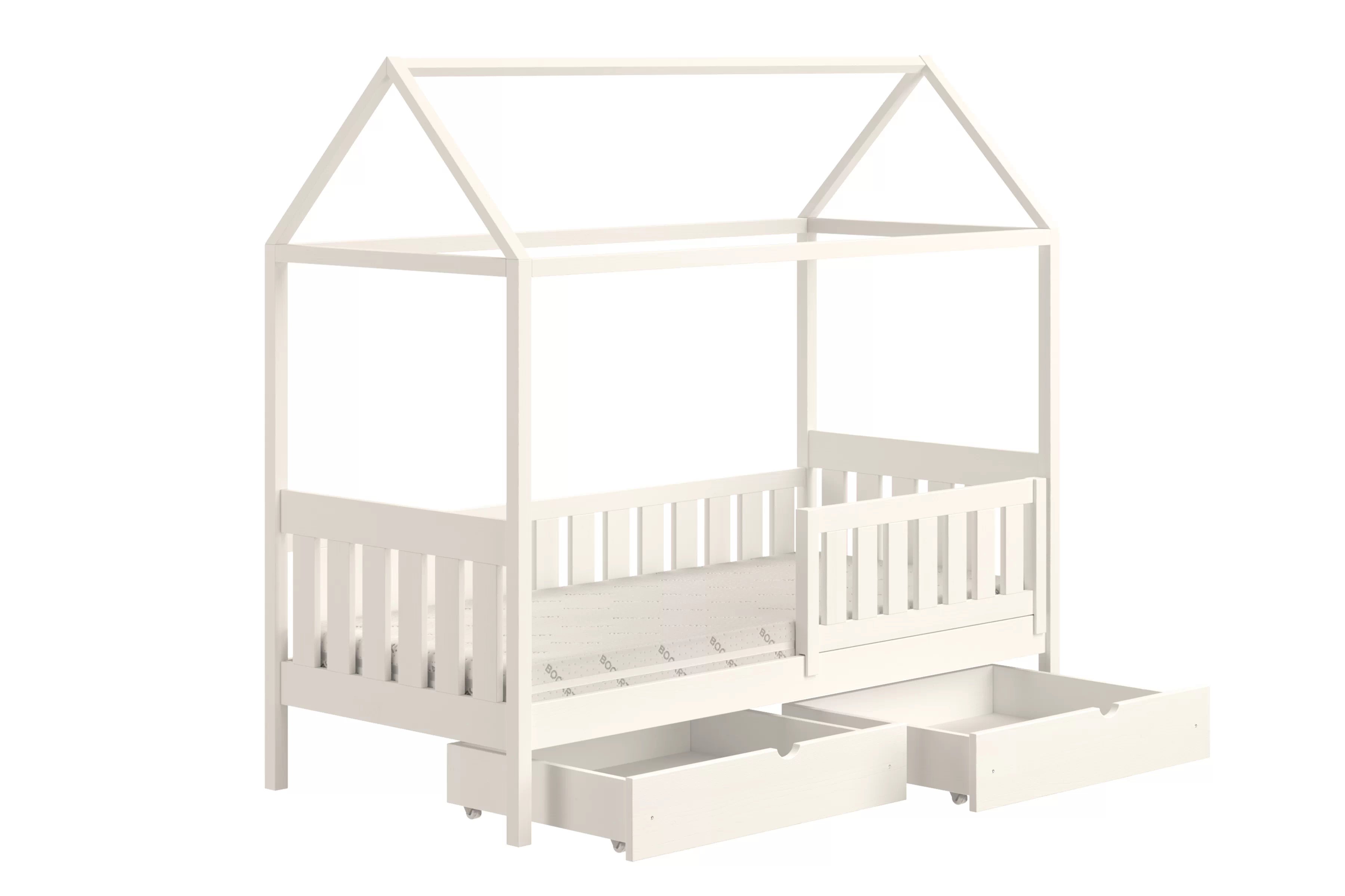 Detská domčeková posteľ Nemos II 70x140 so zásuvkami - biela Posteľ domek Nemos II 70x140 prízemná so zásuvkami - Biely