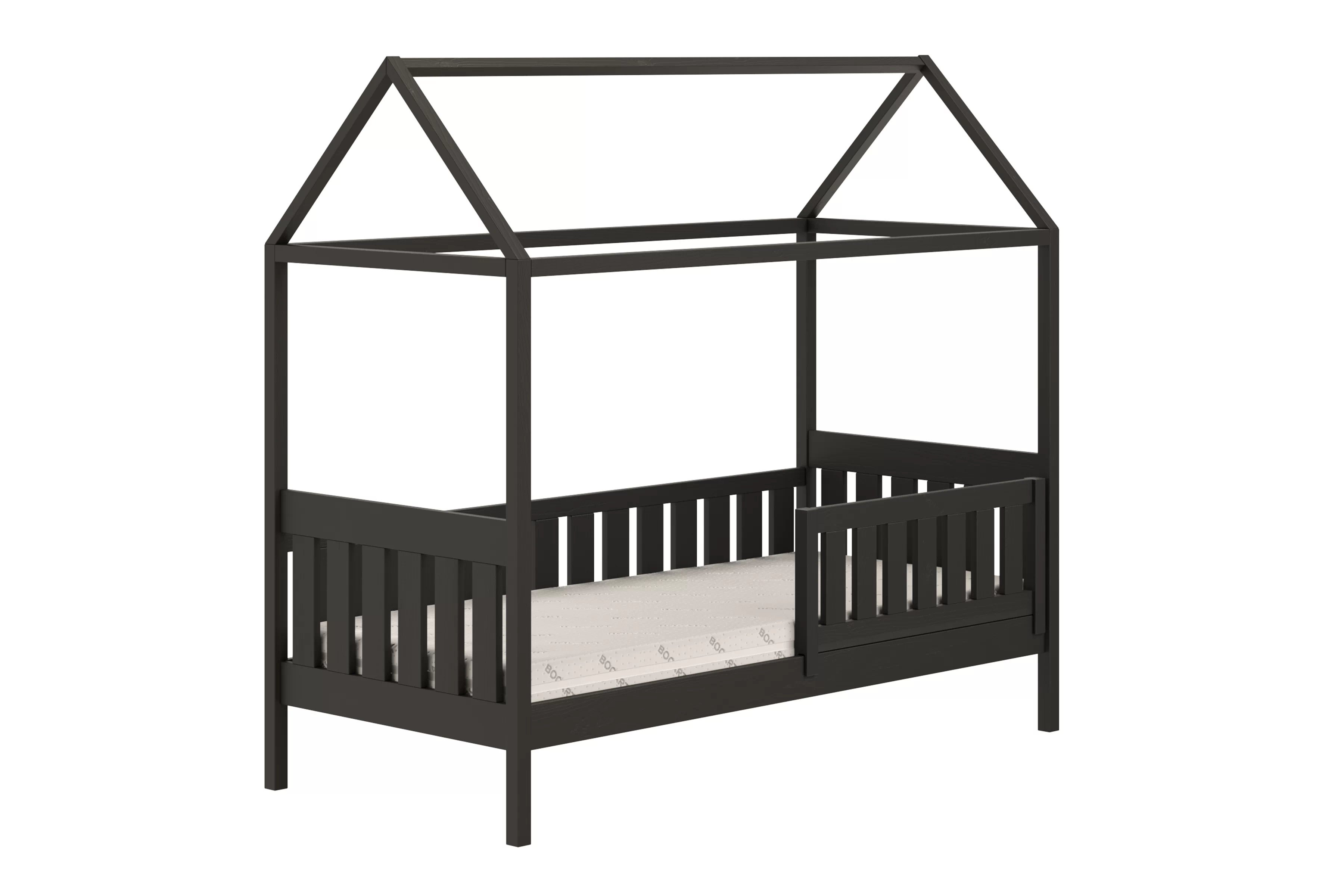 Detská domčeková posteľ Nemos II 70x140 so zásuvkami - čierna Posteľ domek Nemos II 70x140 prízemná so zásuvkami - Čierny