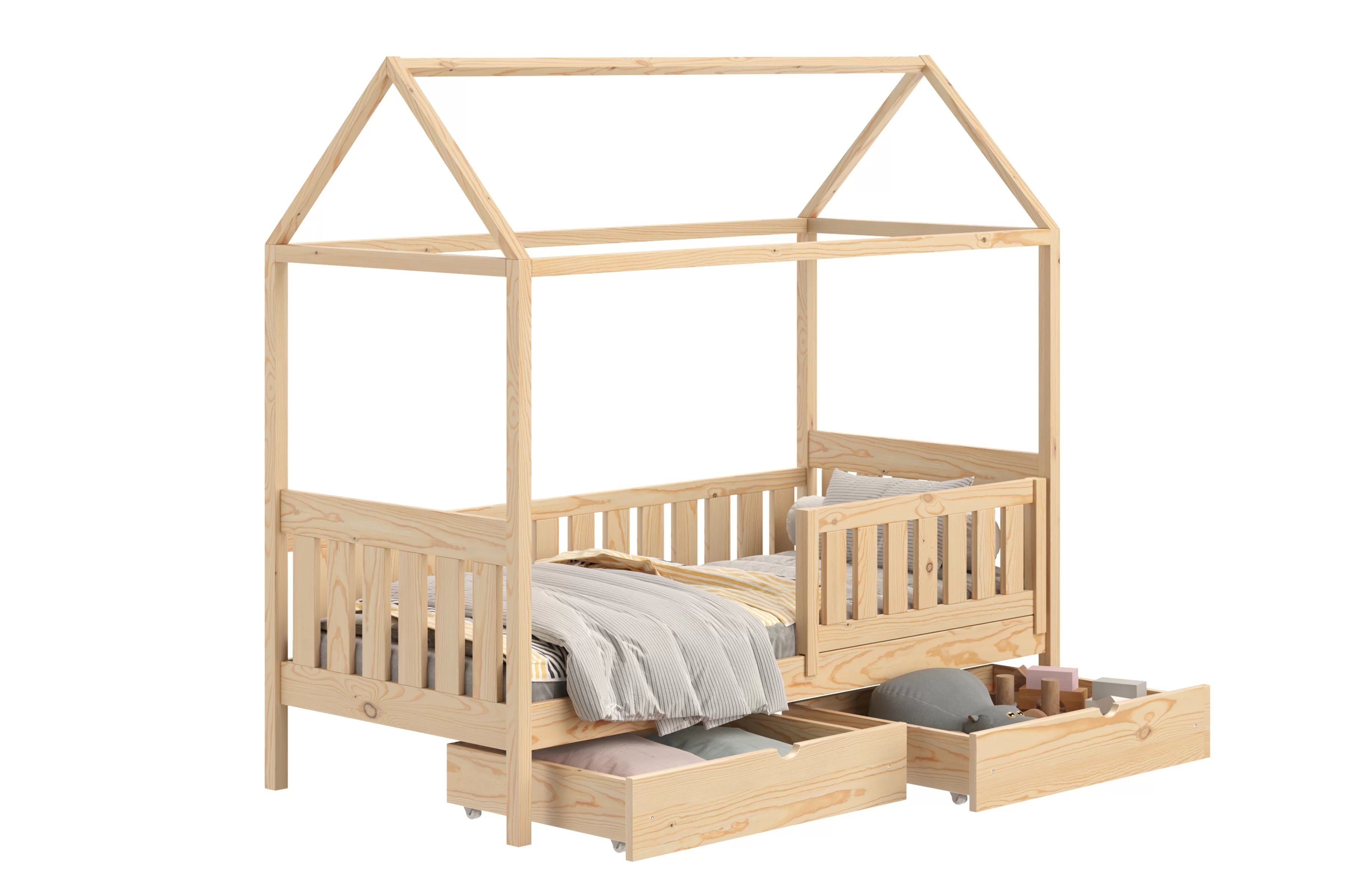 Detská domčeková posteľ Nemos II 80x160 so zásuvkami - borovica Posteľ domek Nemos II 80x160 prízemná so zásuvkami - Borovica