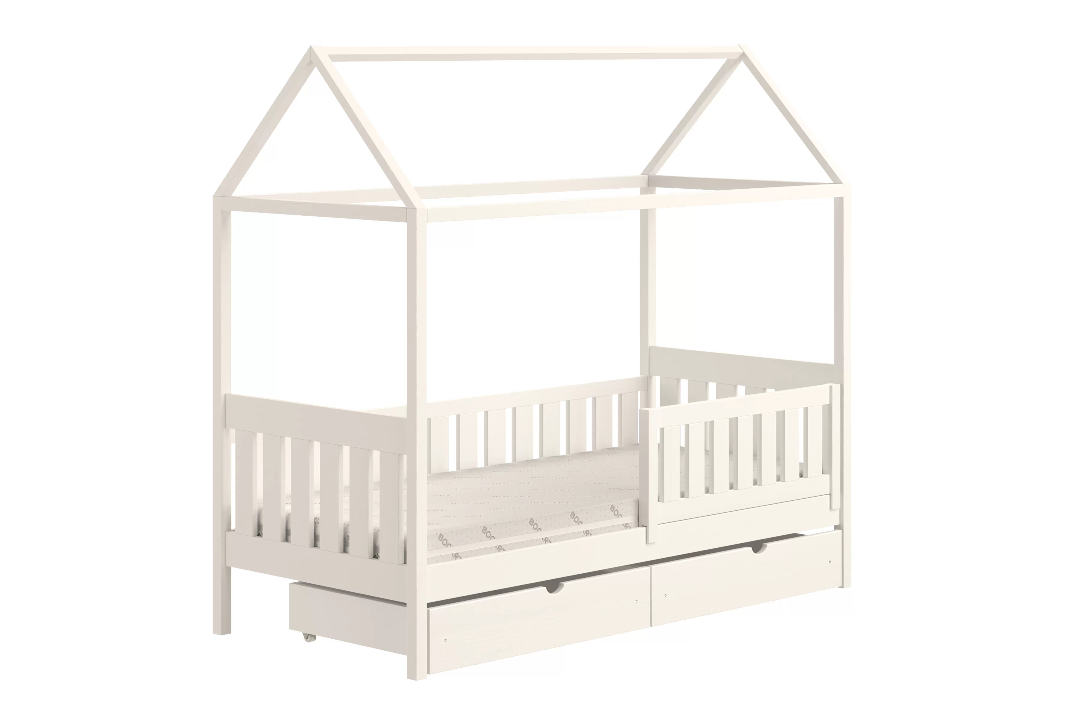 Detská domčeková posteľ Nemos II 80x180 so zásuvkami - biela Posteľ domek Nemos II 80x180 prízemná so zásuvkami - Biely
