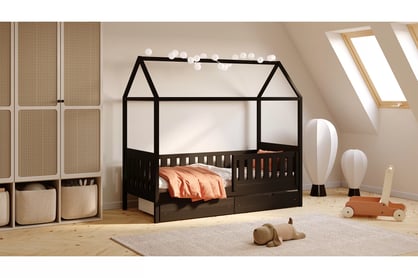 Nemos II egyszintes gyerekágy fiókokkal 80x180 cm - fekete Lozko pavilon Nemos II 80x180 egyszintes fiokokkal - fekete 