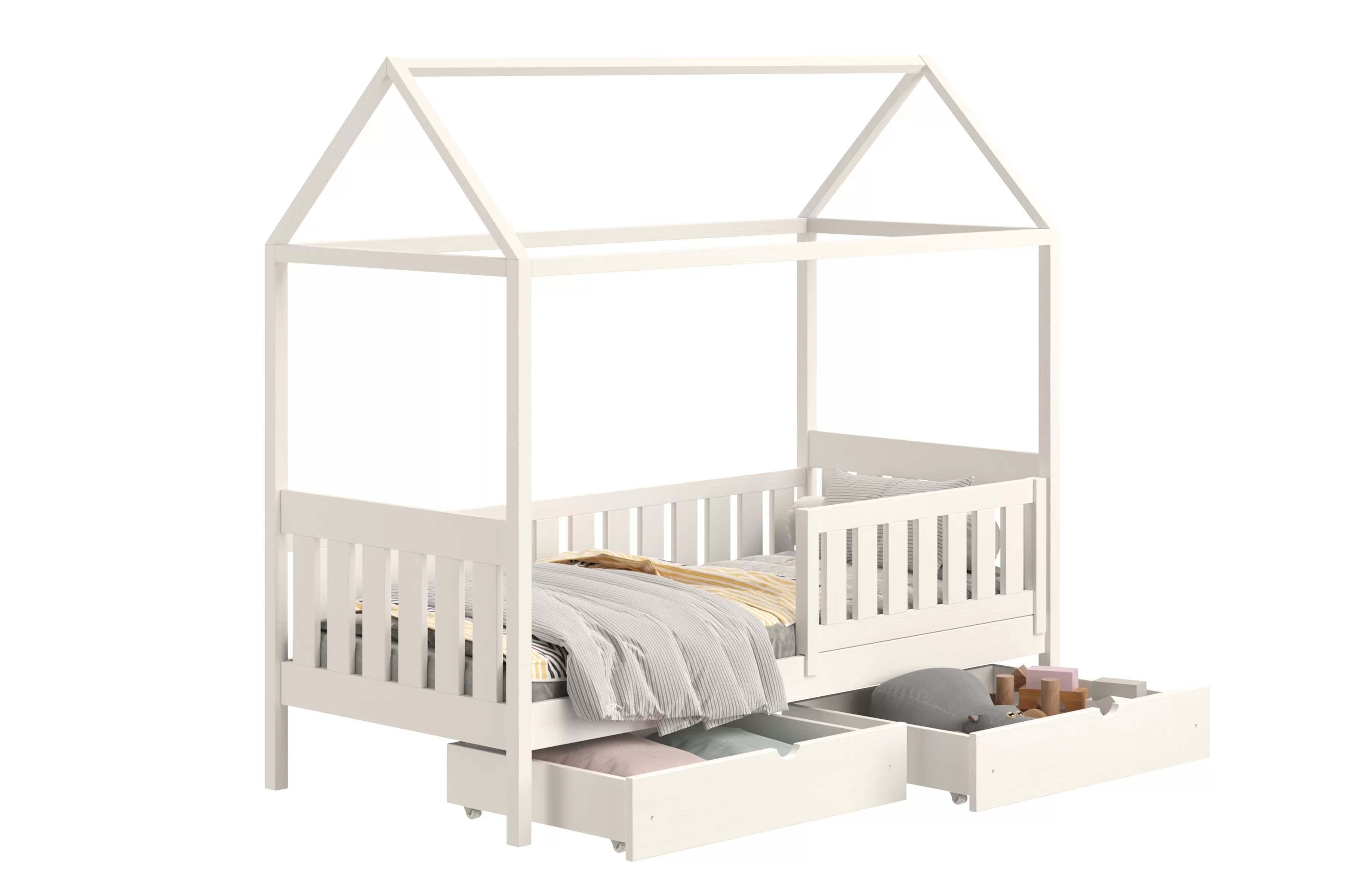 Detská domčeková posteľ Nemos II 90x180 so zásuvkami - biela Posteľ domek Nemos II 90x180 prízemná so zásuvkami - Biely