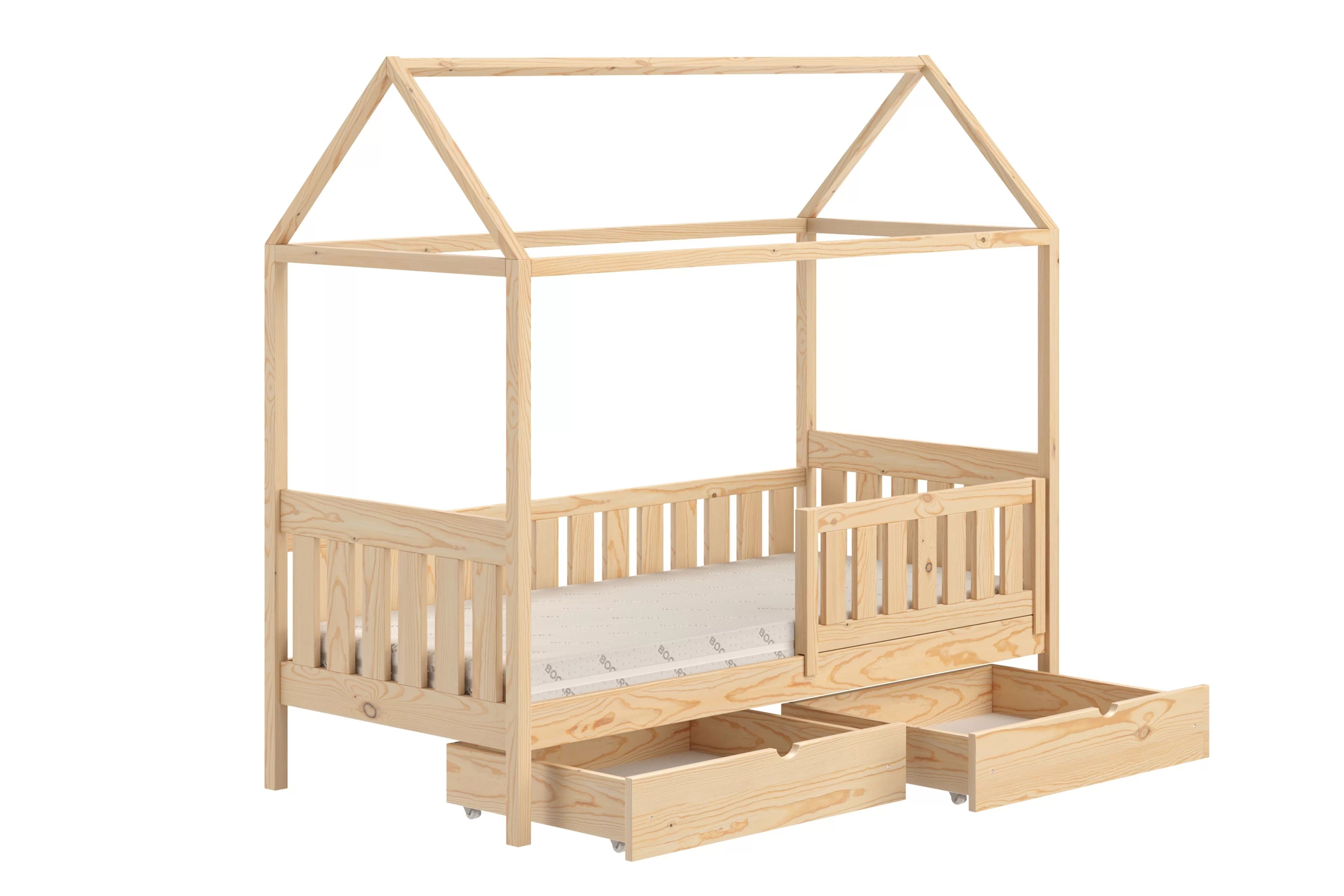 Detská domčeková posteľ Nemos II 90x180 so zásuvkami - borovica Posteľ domek Nemos II 90x180 prízemná so zásuvkami - Borovica