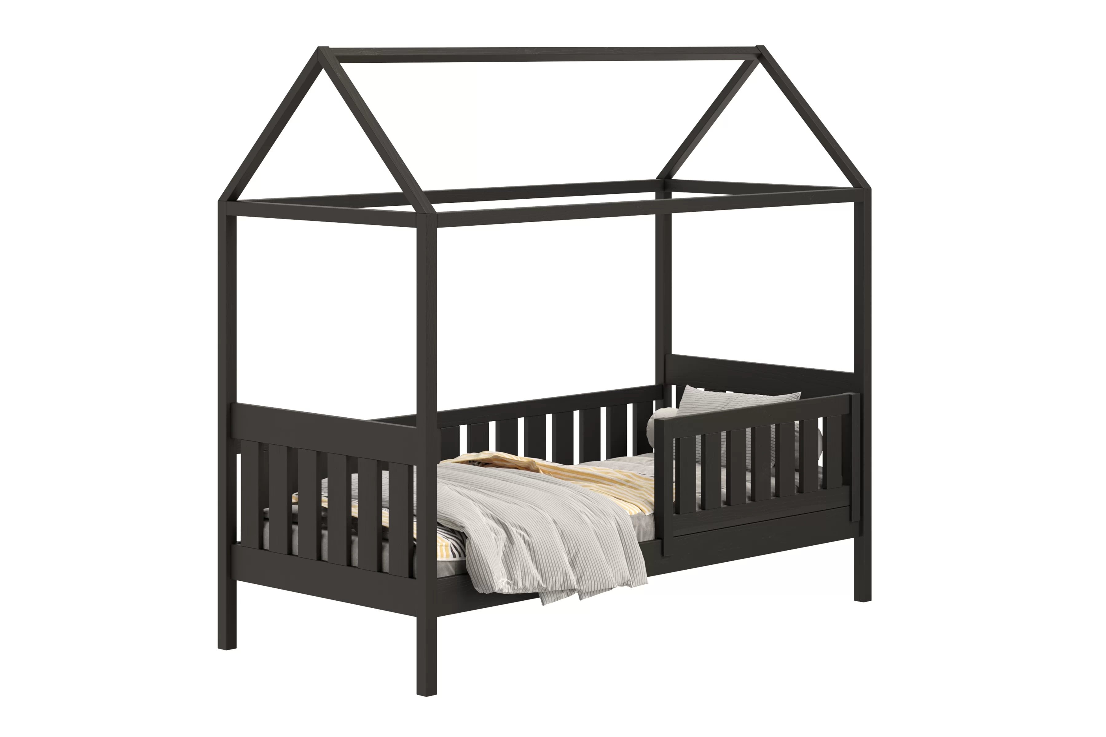 Detská domčeková posteľ Nemos II 90x190 so zásuvkami - čierna Posteľ domek Nemos II 90x190 prízemná so zásuvkami - Čierny