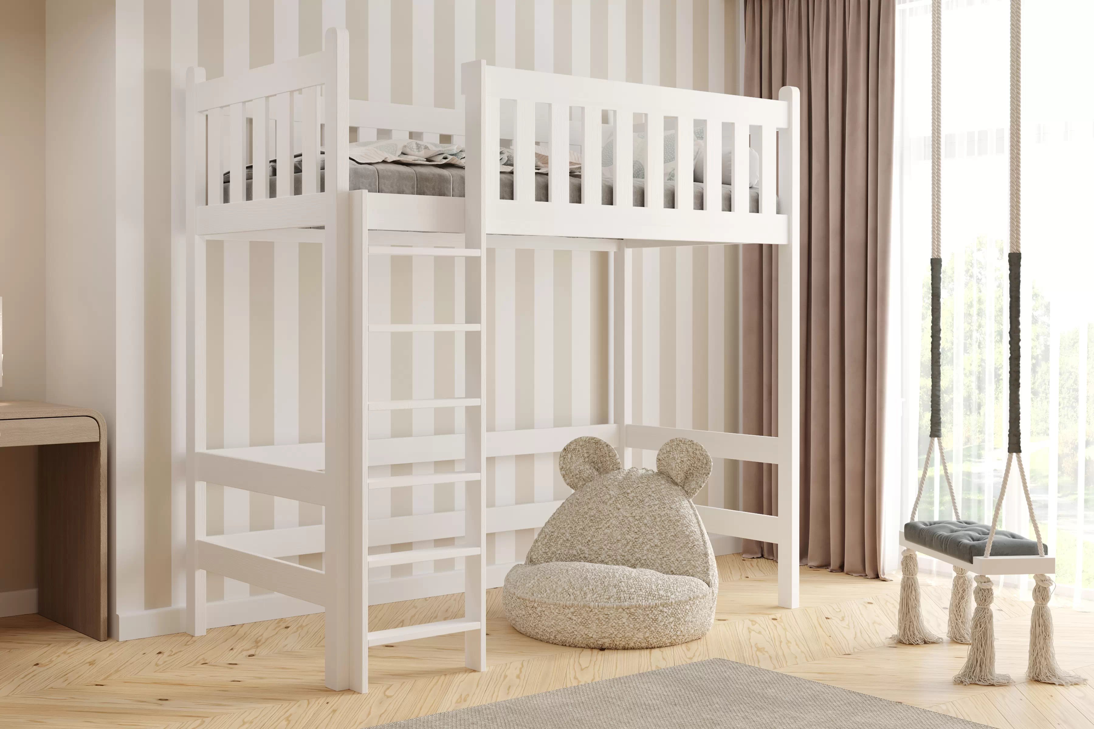 Vyvýšená dřevěná postel Swen 70x140 cm - bílá Postel dřevěná Swen 70x140 vyvýšená postel - bílá