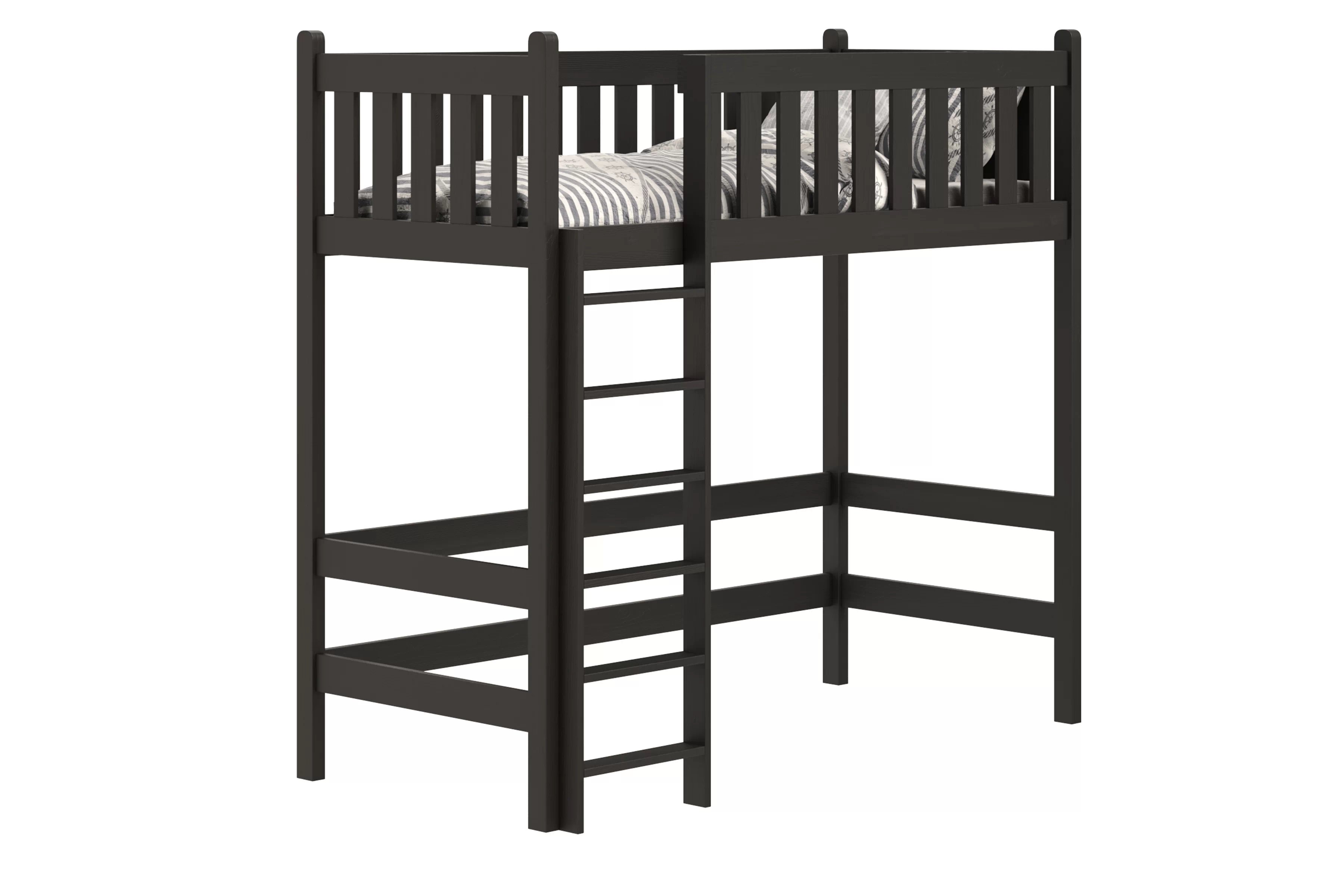 Vyvýšená dřevěná postel Swen 80x180 - černá Postel dřevěná Swen 80x180 vyvýšená postel - černá