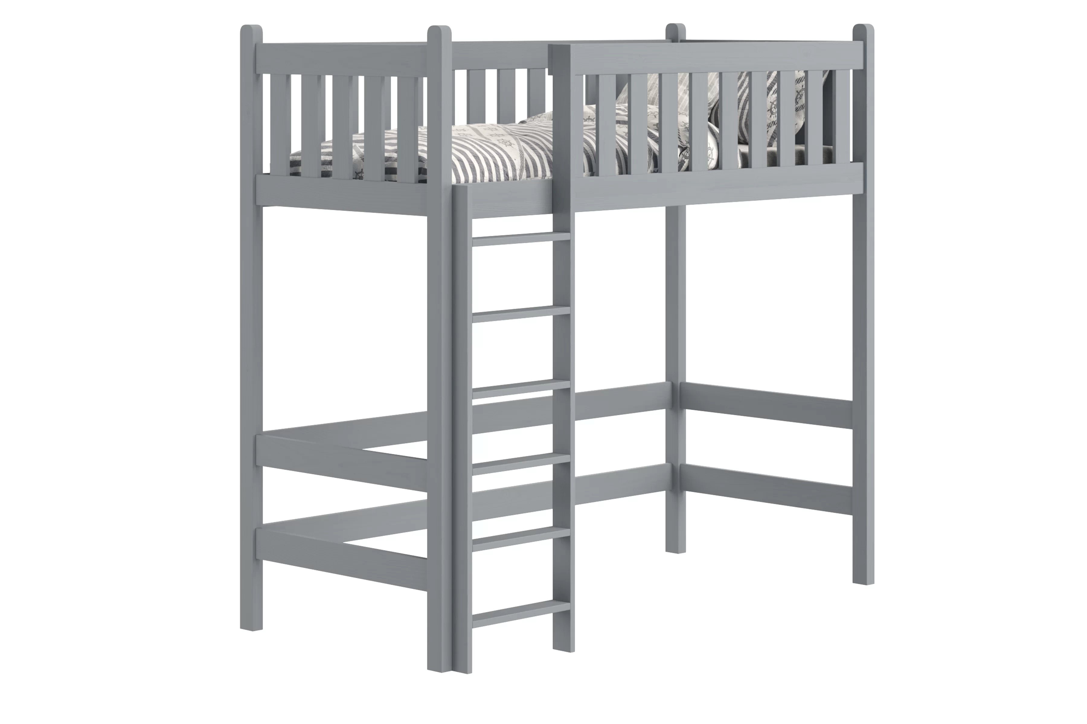 Vyvýšená detská posteľ Swen  - 80x180 cm - šedá Posteľ drevená Swen 80x180 vyvýšená - šedý