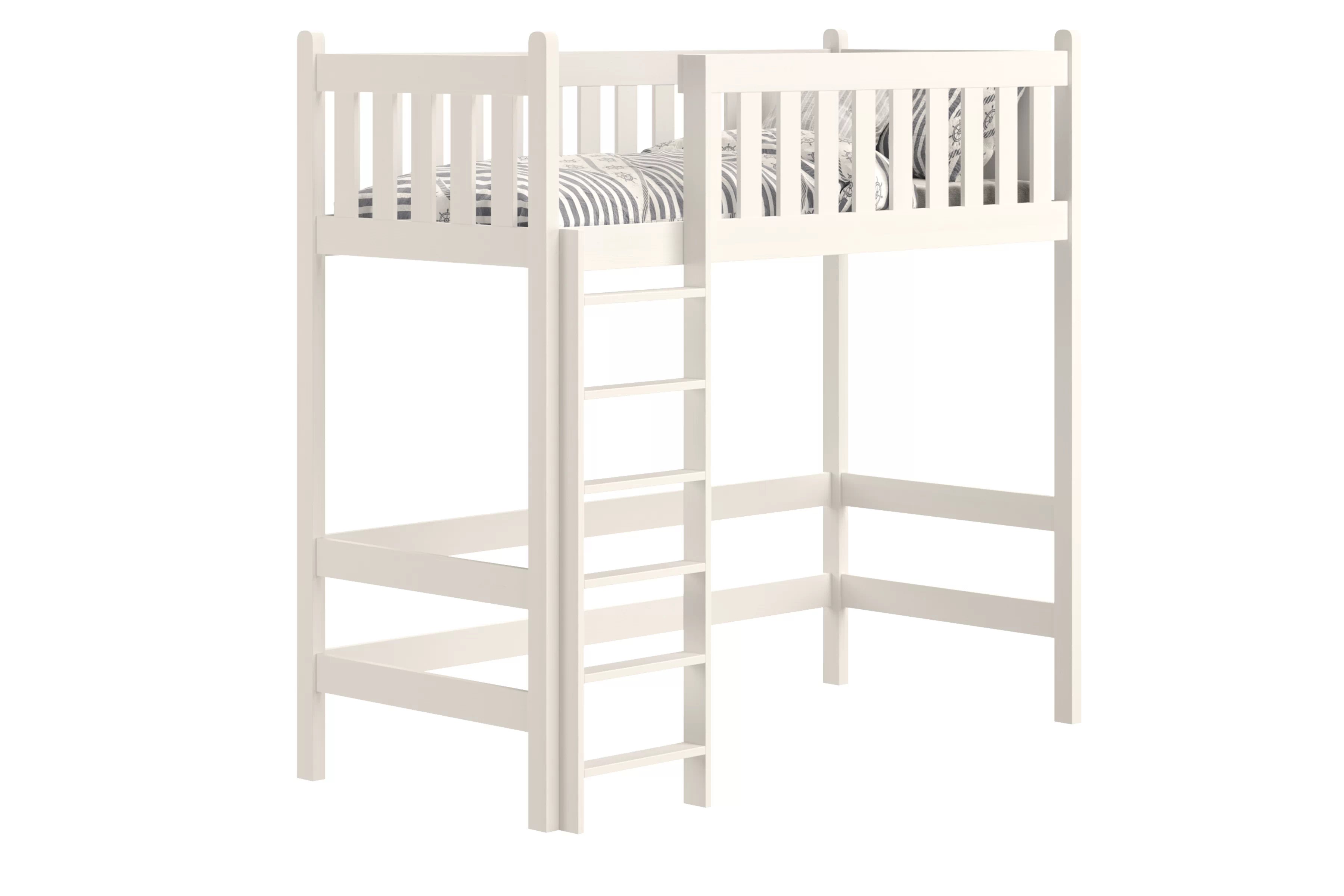 Vyvýšená detská posteľ Swen - 80x190 cm - biela Posteľ drevená Swen 80x190 vyvýšená - Biely