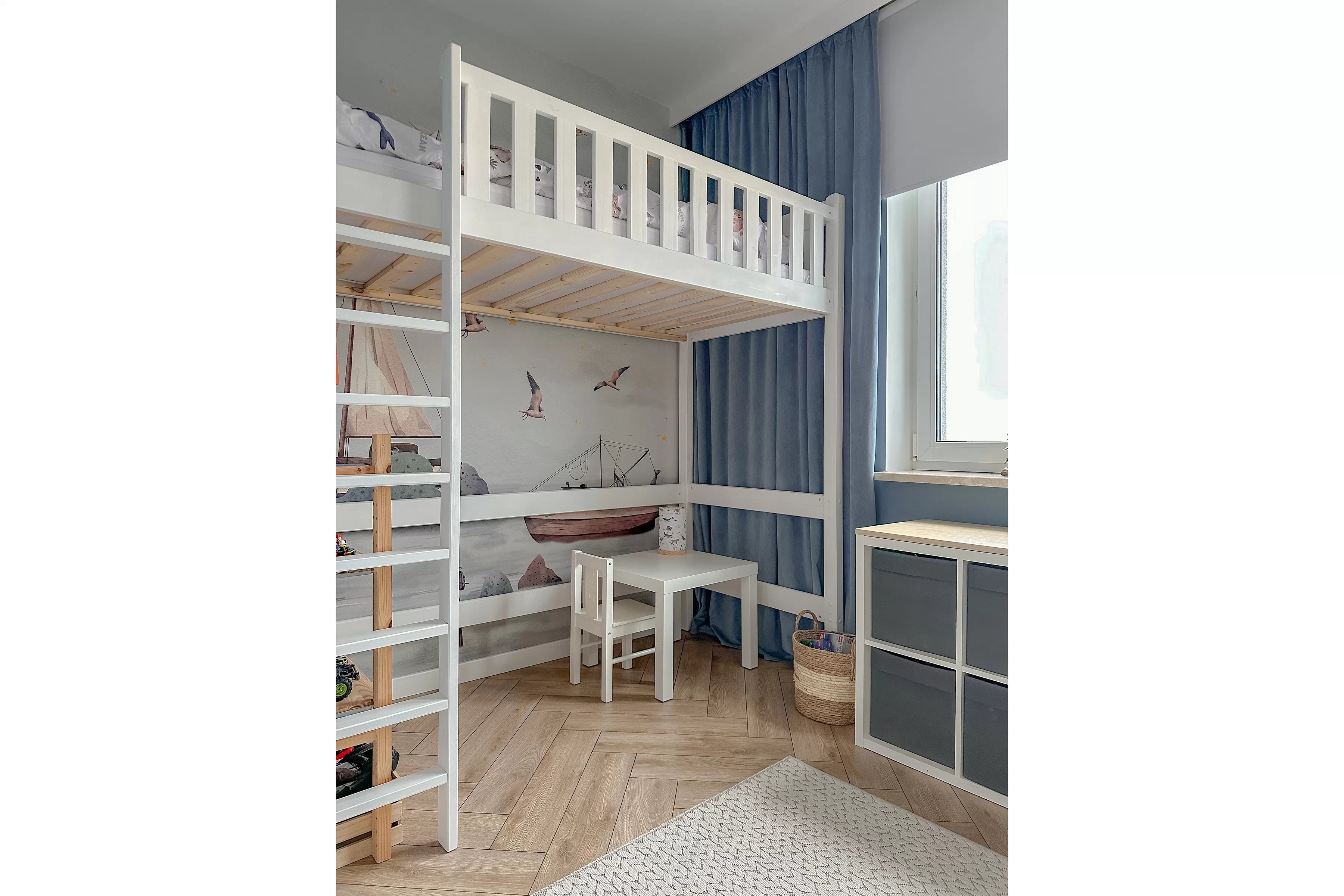 Vyvýšená dřevěná postel Swen 80x180 cm - bílá Postel dřevěná Swen vyvýšená postel - 80x180 / bílá