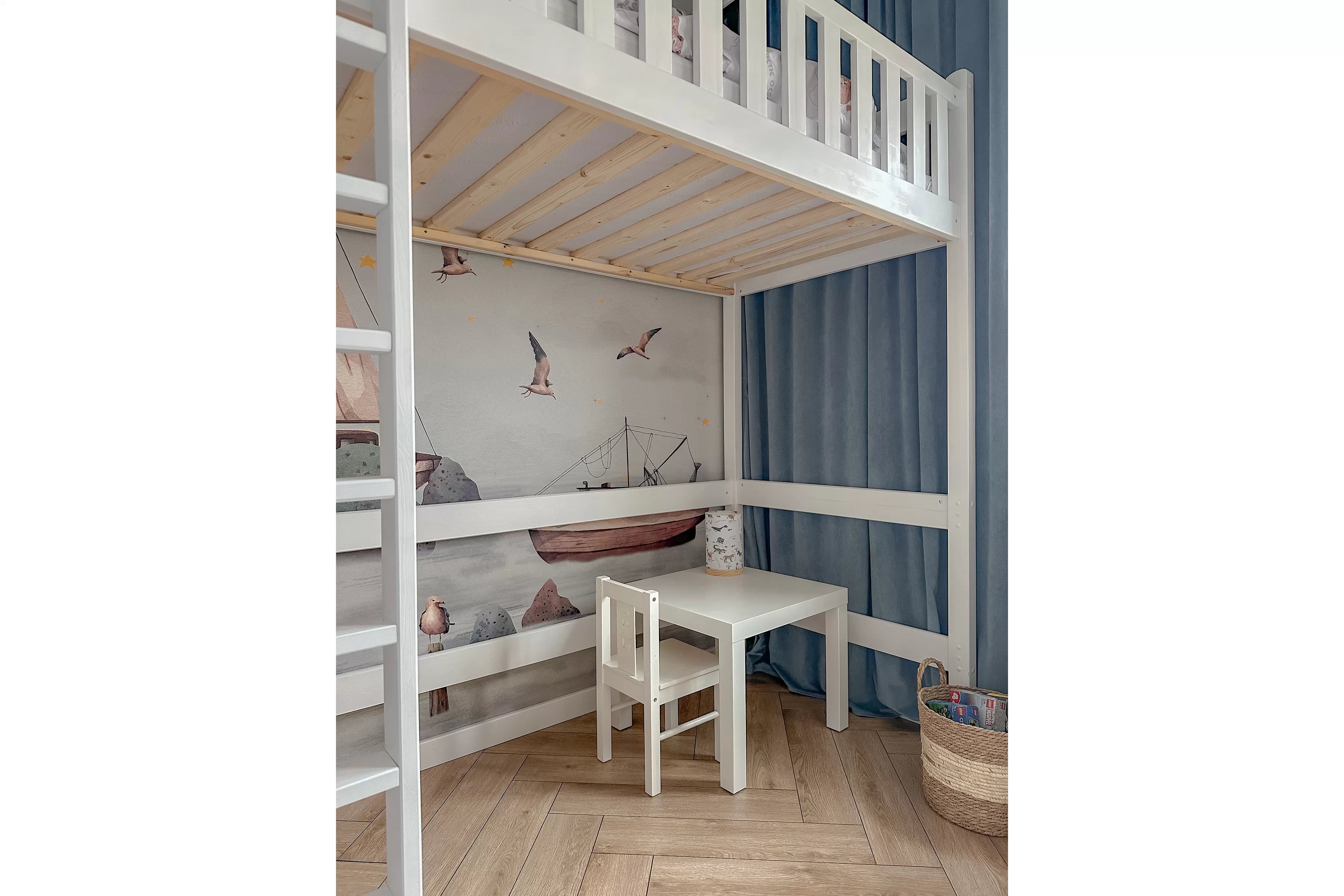 Vyvýšená dřevěná postel Swen 80x180 cm - bílá Postel dřevěná Swen vyvýšená postel - 80x180 / bílá