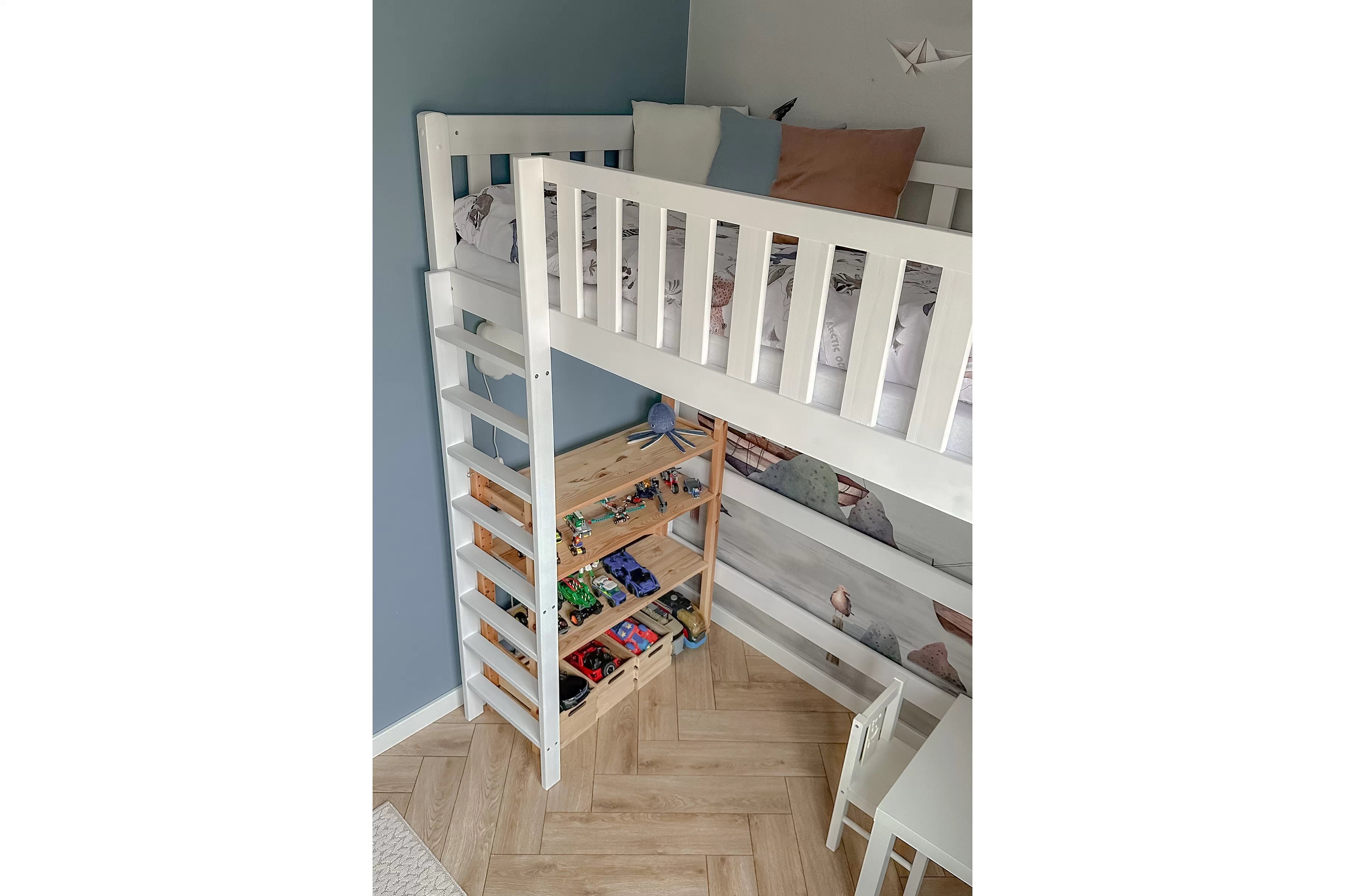 Vyvýšená detská posteľ Swen - 80x200 cm - biela Posteľ drevená Swen vyvýšená - 80x200 / Biely