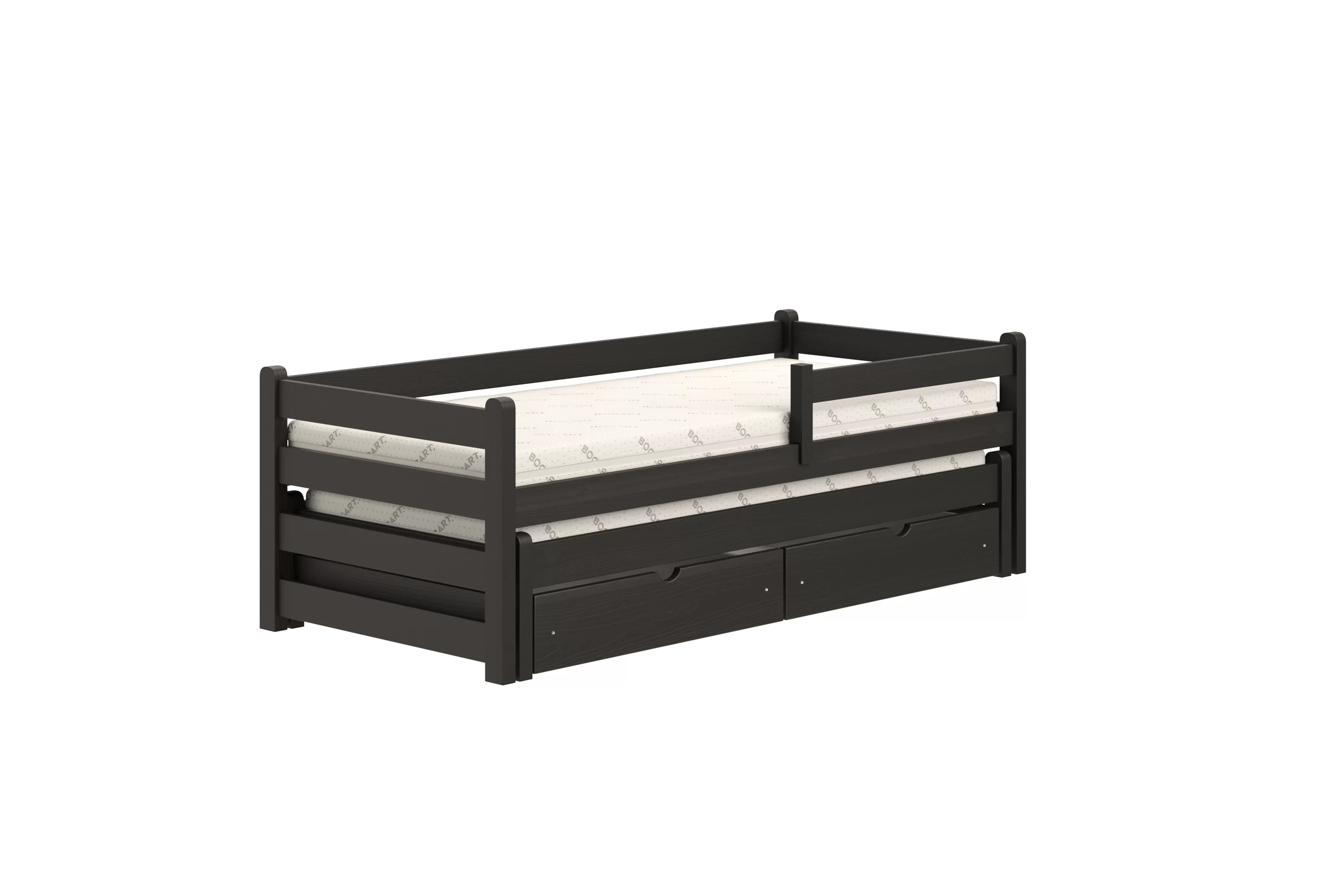 Detská posteľ Alis s prístelkou - 80x160 cm - čierna Posteľ dzieciece Alis 80x160 prízemná výsuvna - Čierny