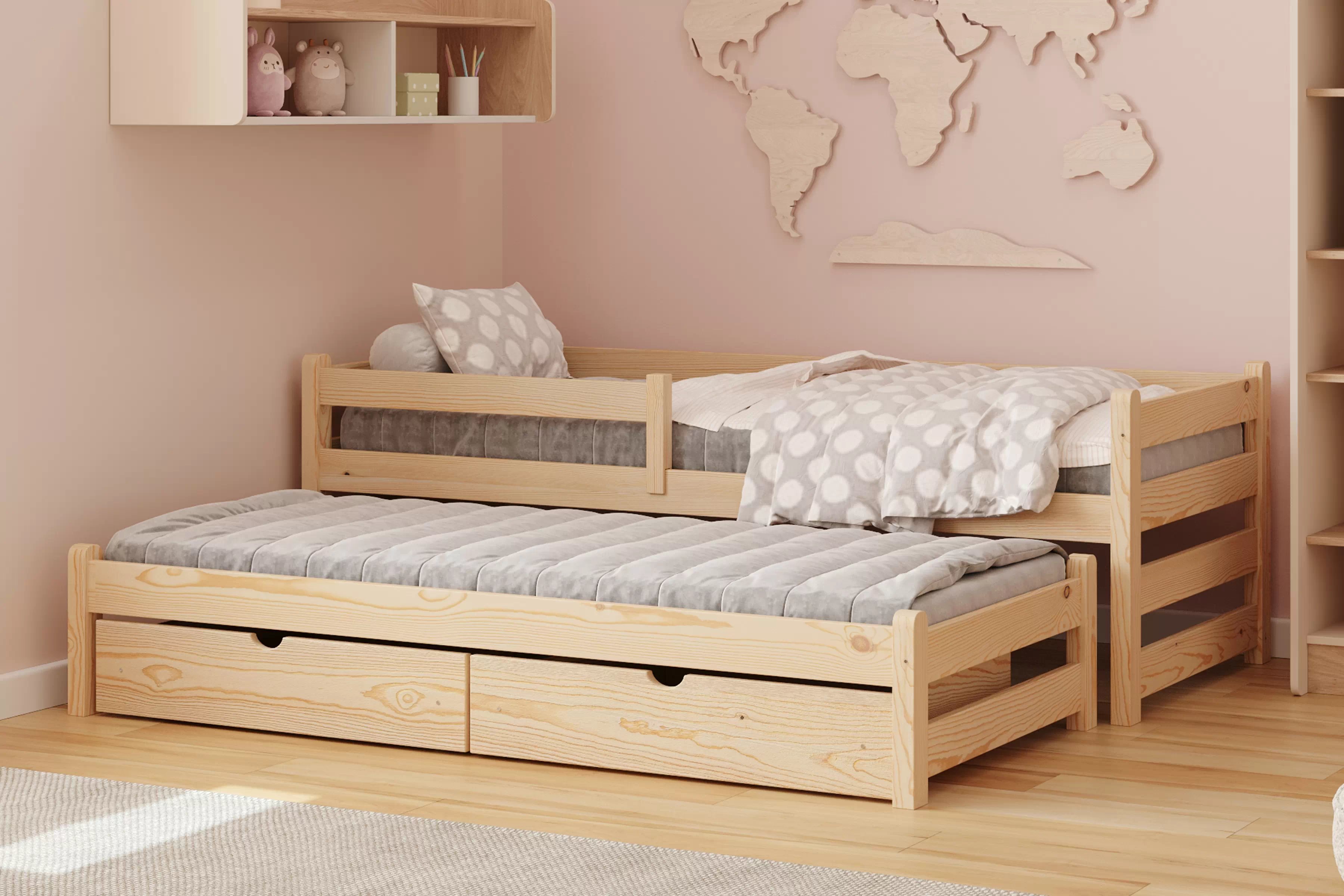 Detská posteľ Alis s prístelkou - borovica - 80x160 cm Posteľ dzieciece Alis 80x160 prízemná výsuvna - Borovica