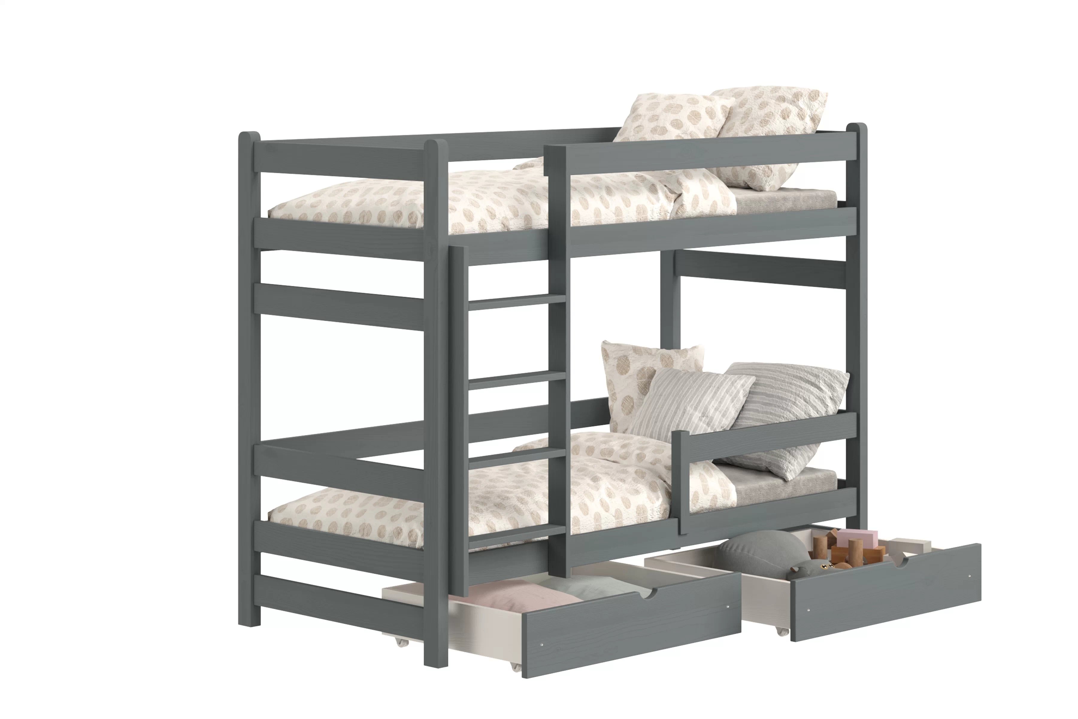 Poschodová posteľ Alis - grafit, 80x160 Posteľ dzieciece Alis 80x160 poschodová - grafit