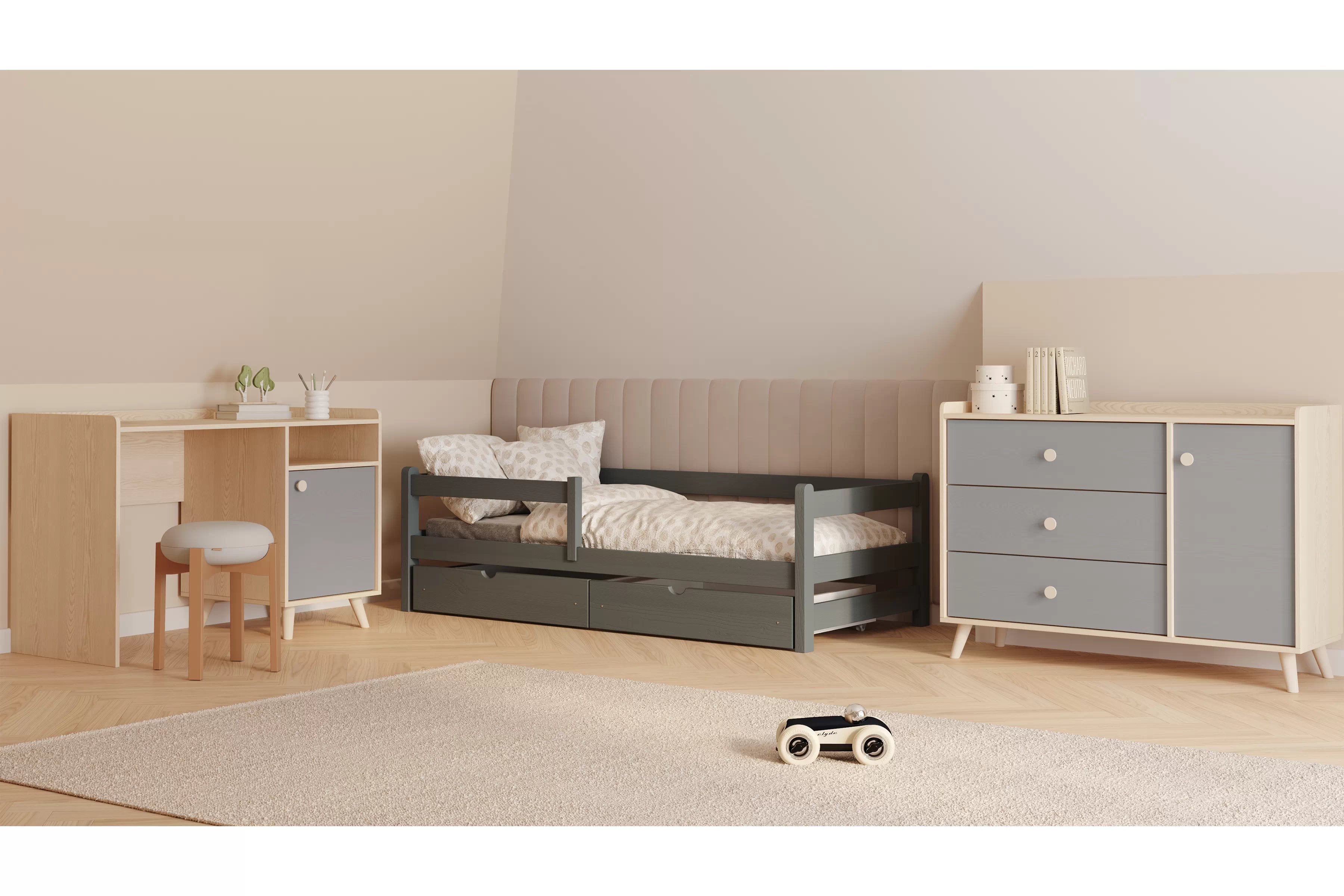 Dětská postel Alis 80x180 cm - grafitová Postel dzieciece Alis 80x180 přízemní - grafit