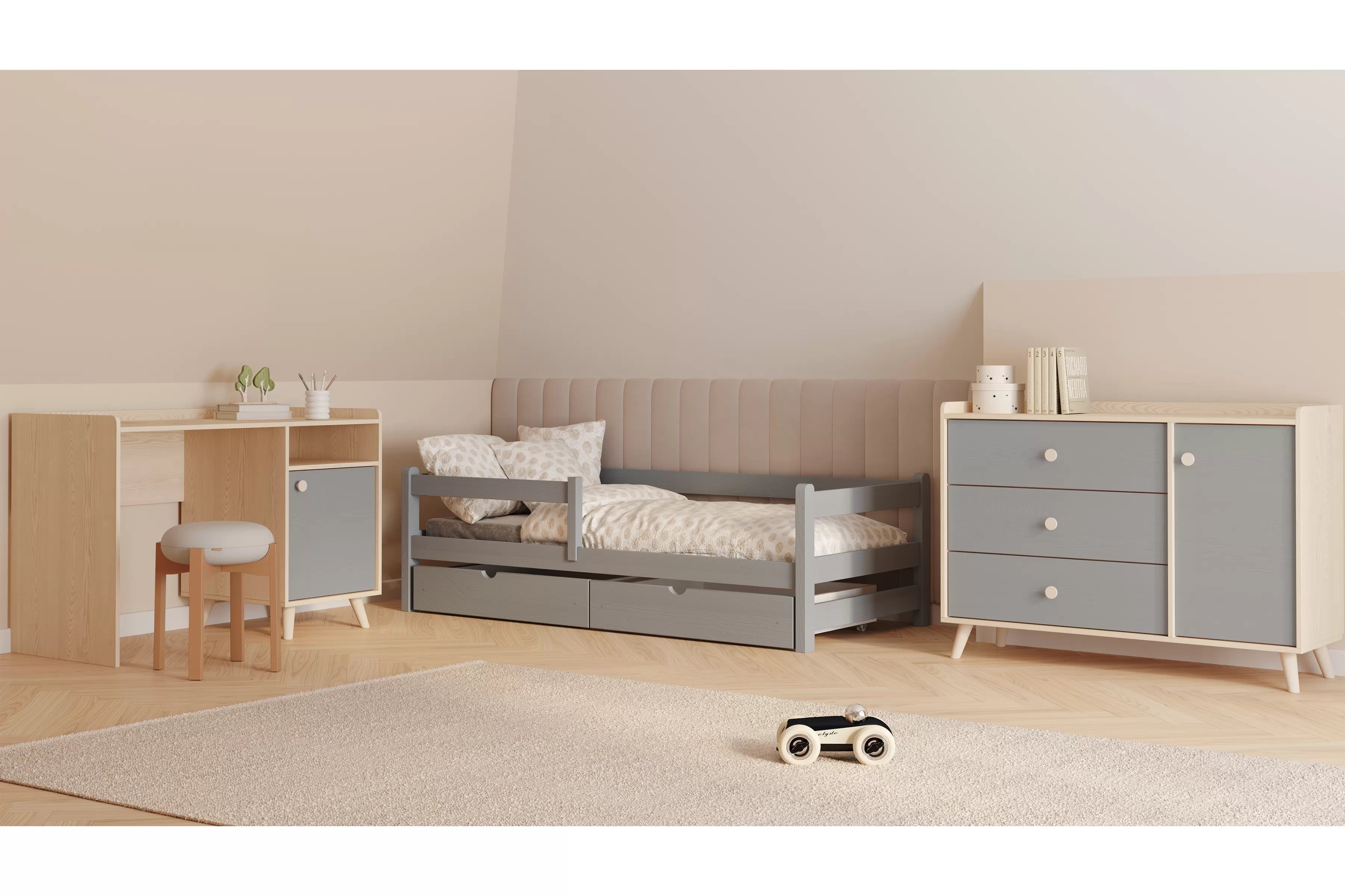 Dětská postel Alis 80x180 cm - šedá Postel dzieciece Alis 80x180 přízemní - šedá