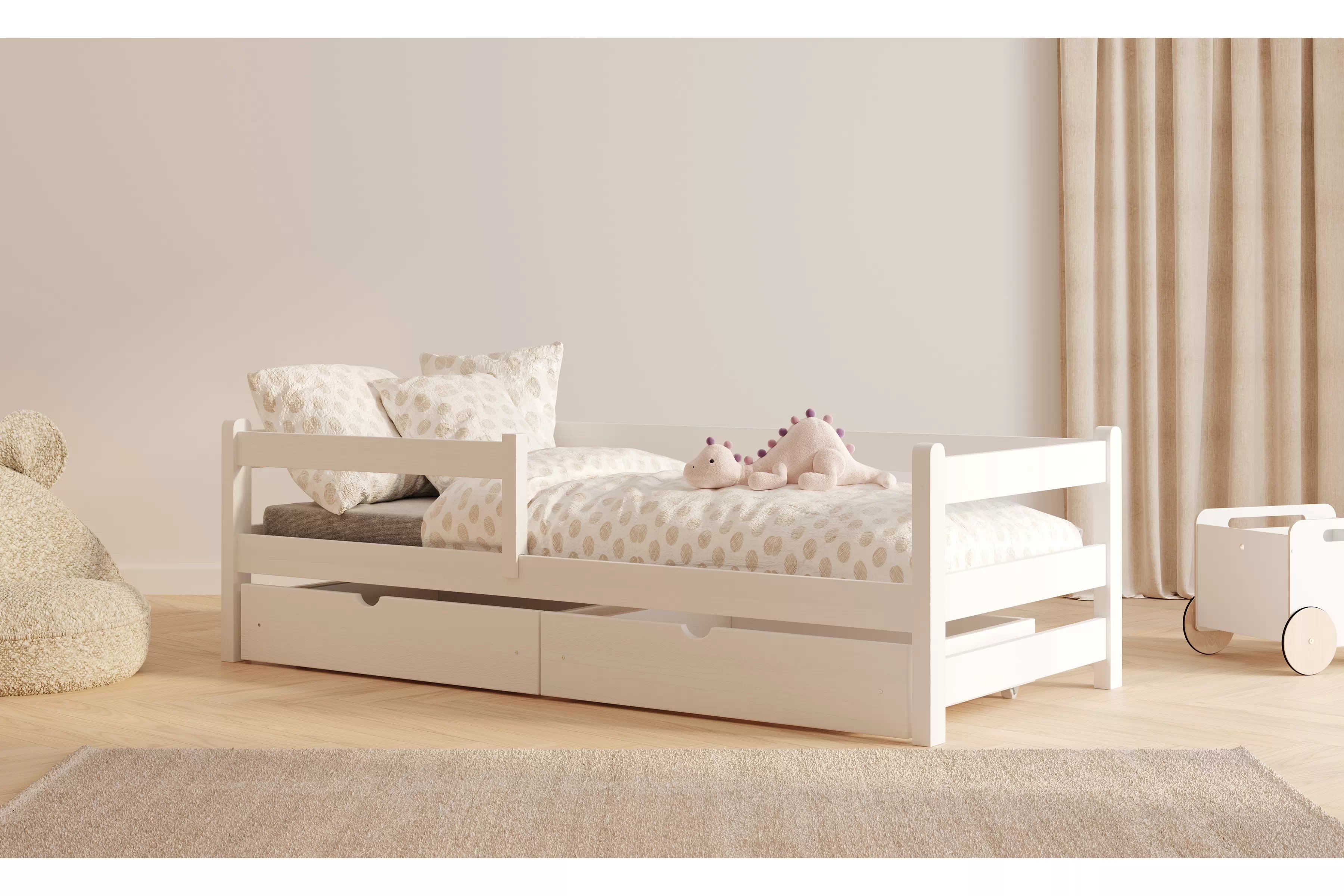 Detská posteľ Alis so zásuvkami - 80x190 cm - biela Posteľ dzieciece Alis 80x190 prízemná - Biely