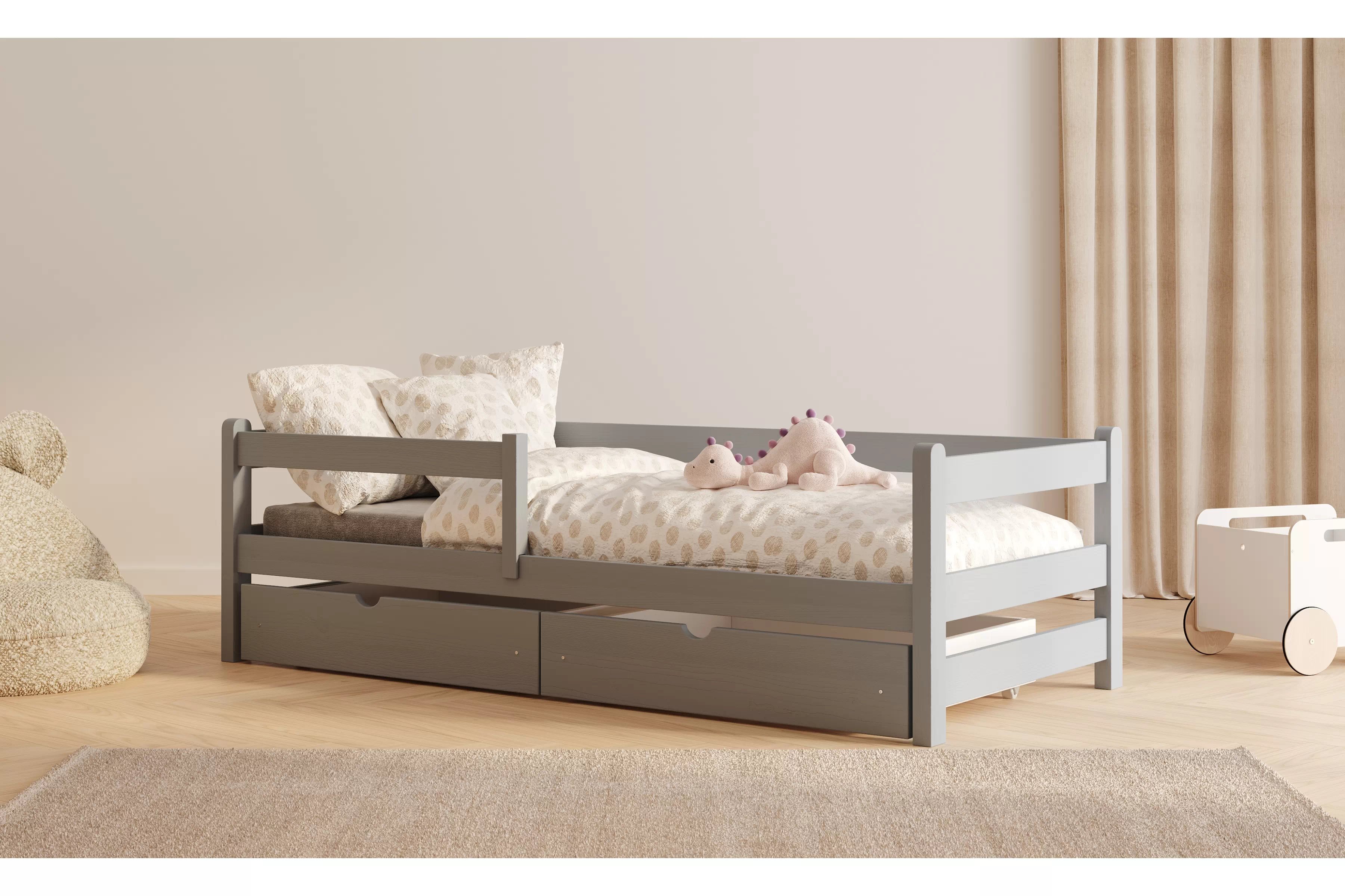 Dětská postel Alis 80x190 cm - šedá Postel dzieciece Alis 80x190 přízemní - šedá