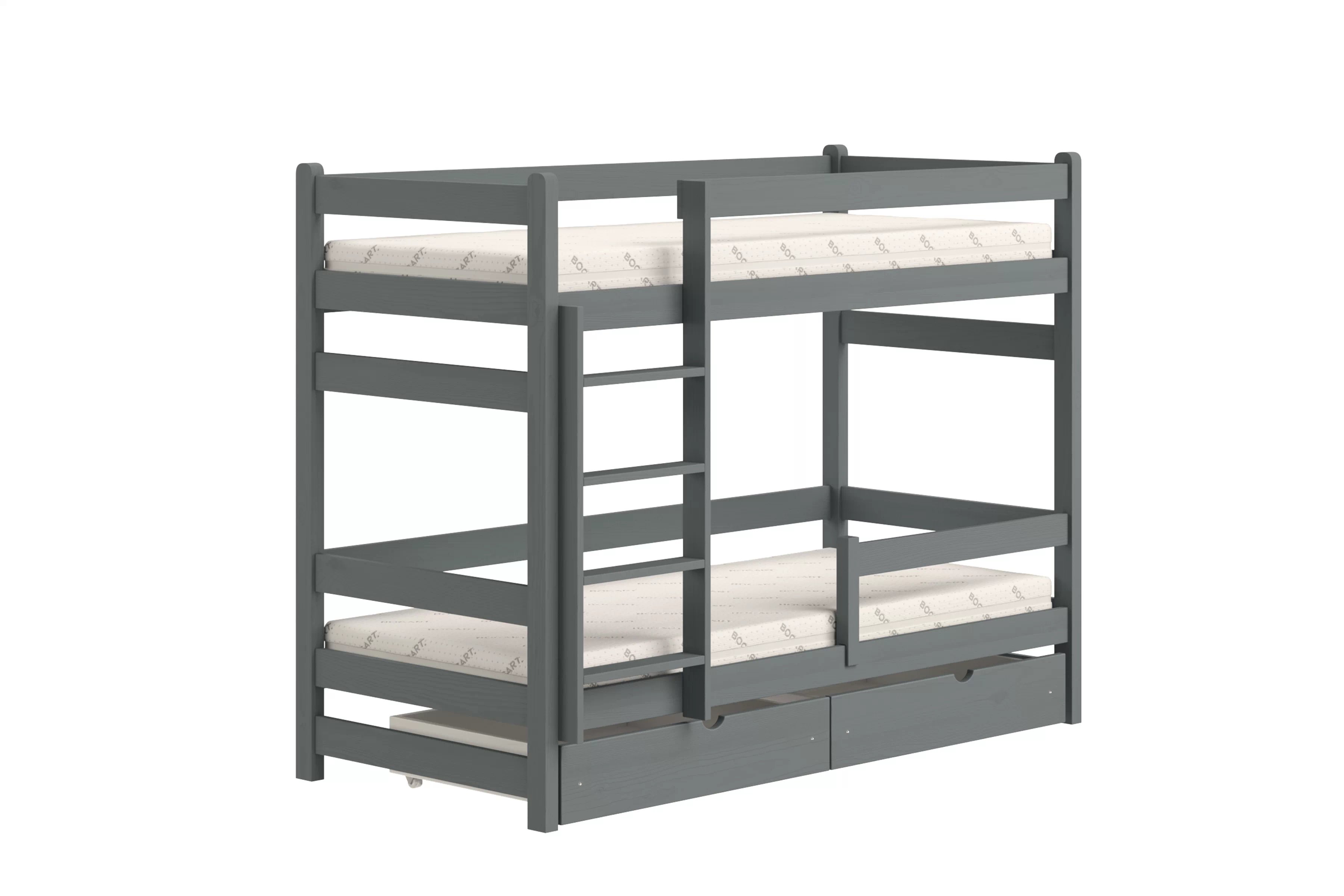 Poschodová posteľ Alis - grafit, 80x190 Posteľ dzieciece Alis 80x190 poschodová - grafit