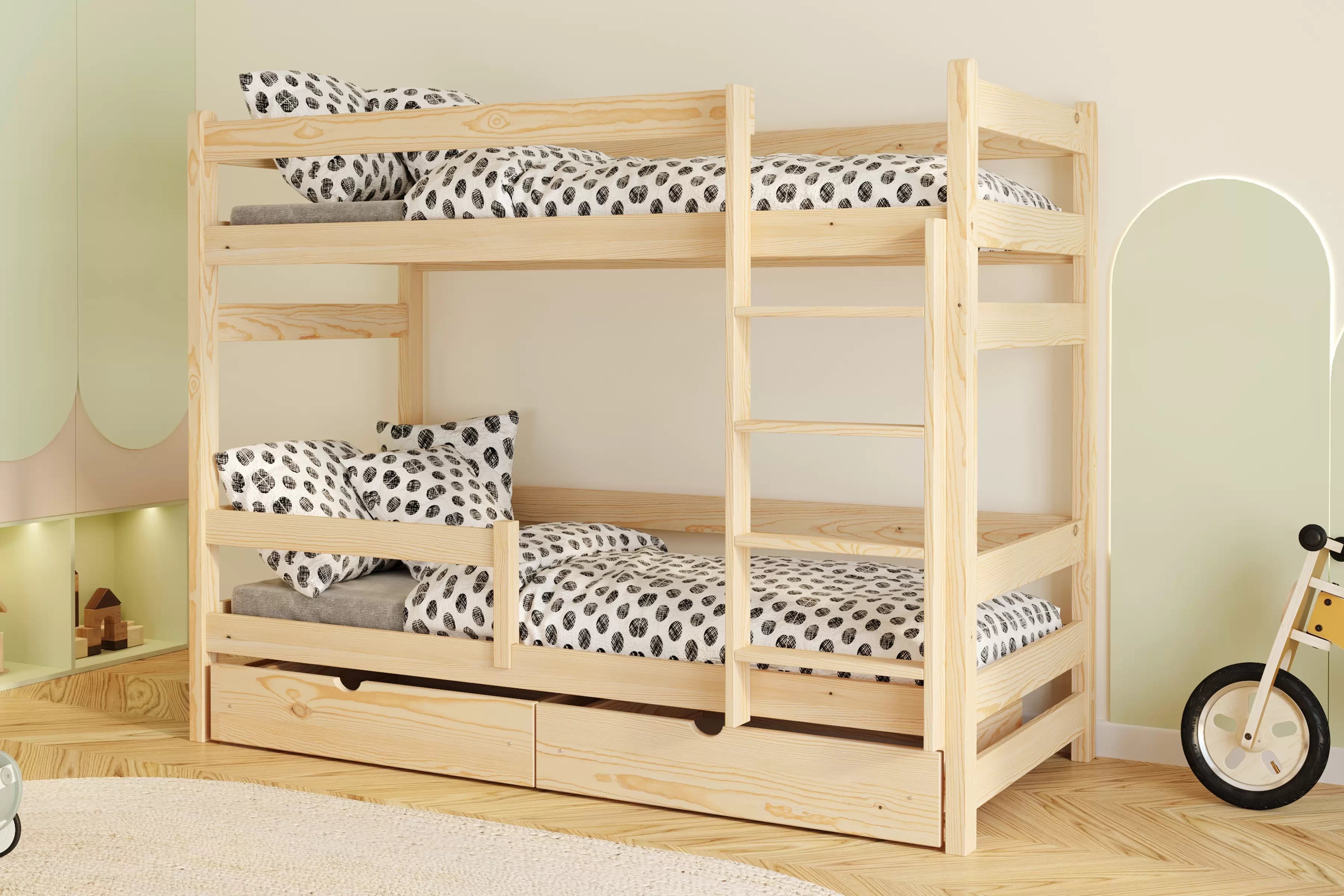 Dětská patrová výsuvná postel Alis 80x190 cm - borovice Postel dzieciece Alis 80x190 patrová  - borovice