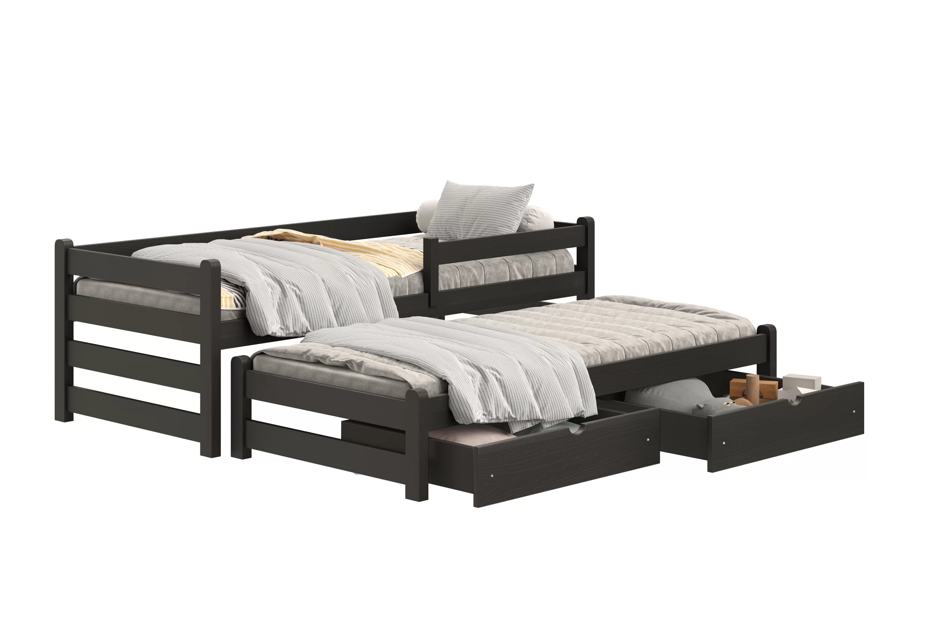 Dětská výsuvná postel Alis 90x190 cm - černá Postel dzieciece Alis 90x190 přízemní výsuvná - černá