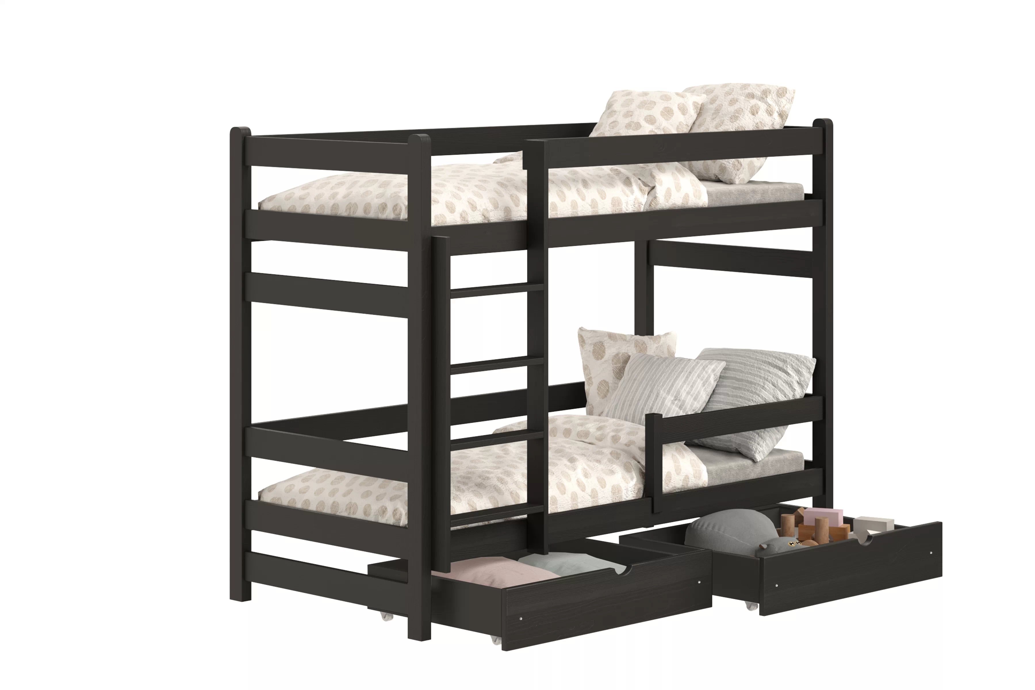 Poschodová posteľ Alis - čierny, 90x190 Posteľ dzieciece Alis 90x190 poschodová - Čierny