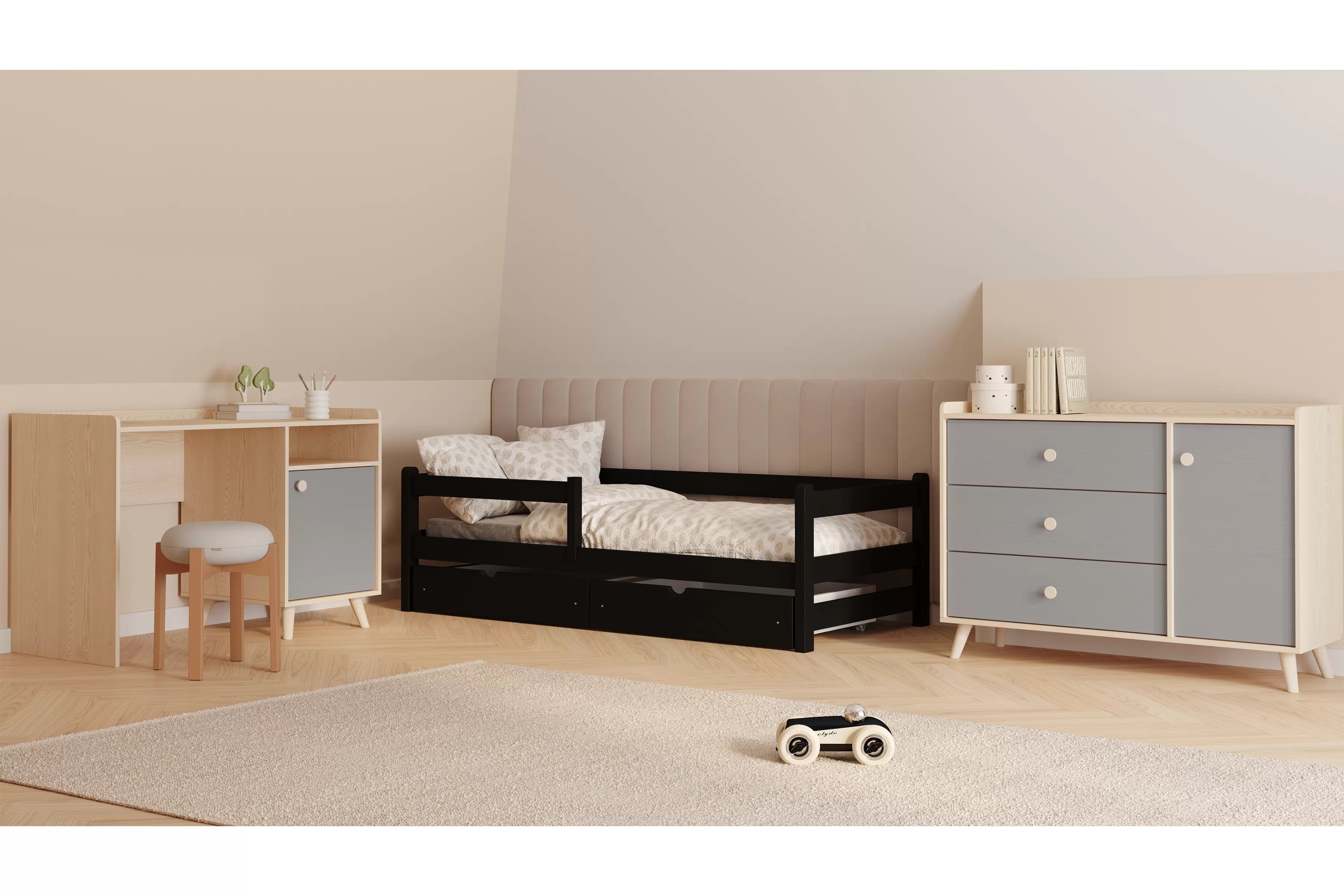 Dětská postel Alis 90x200 cm - černá Postel dzieciece Alis 90x200 přízemní - černá