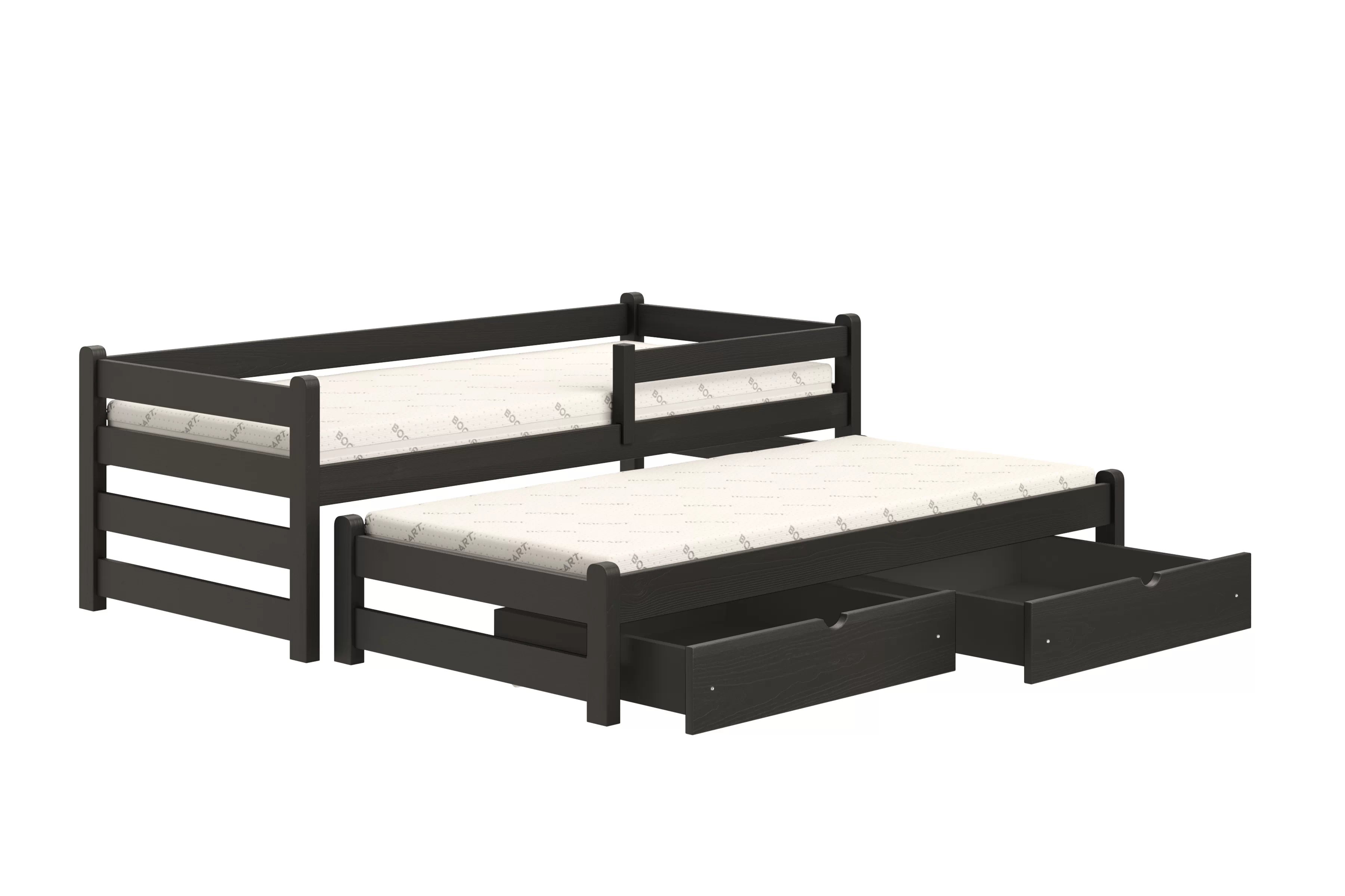 Dětská výsuvná postel Alis 90x200 cm - černá Postel dzieciece Alis 90x200 přízemní výsuvná - černá