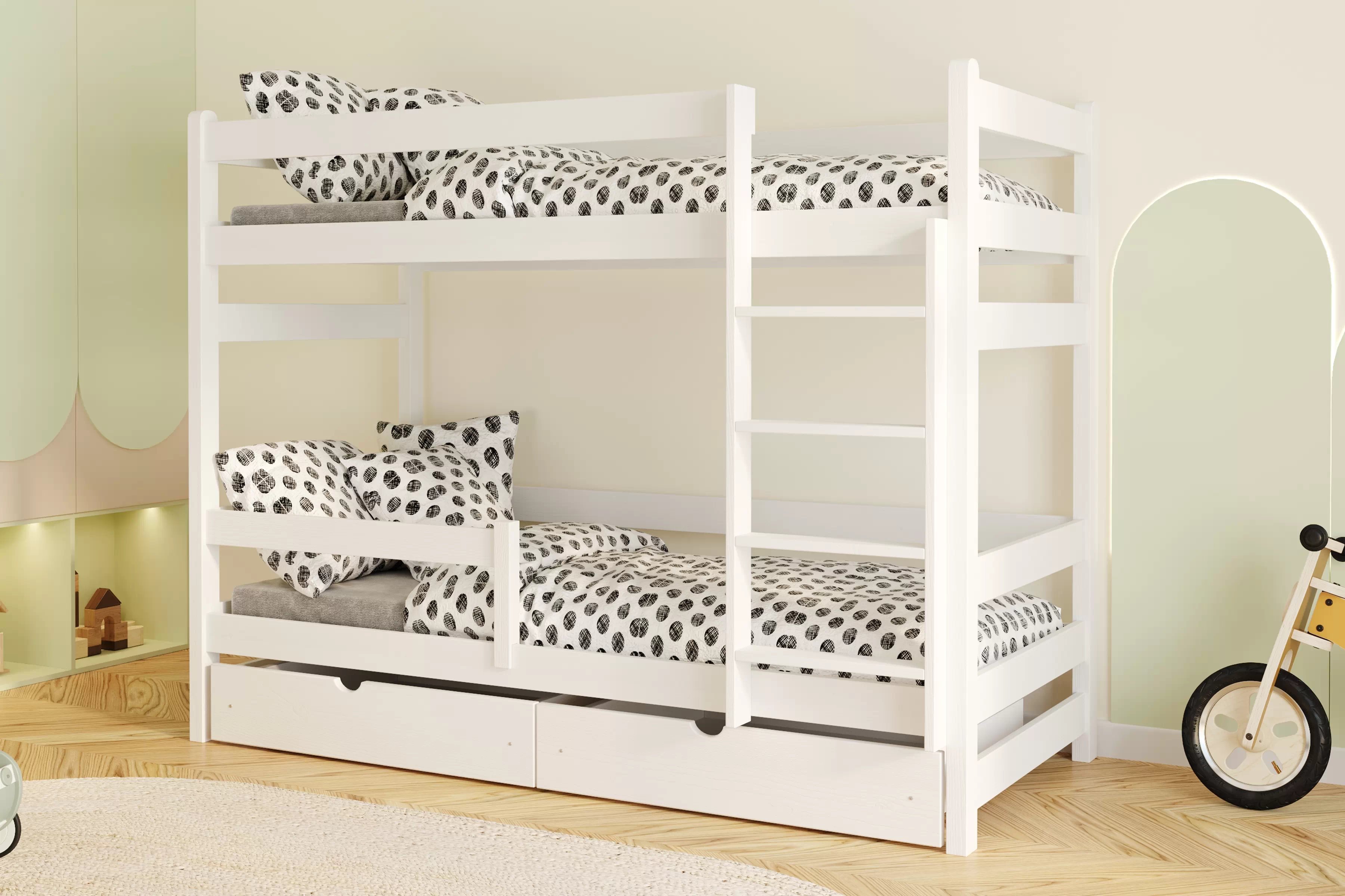 Poschodová posteľ Alis - biely, 90x200 Posteľ dzieciece Alis 90x200 poschodová - Biely